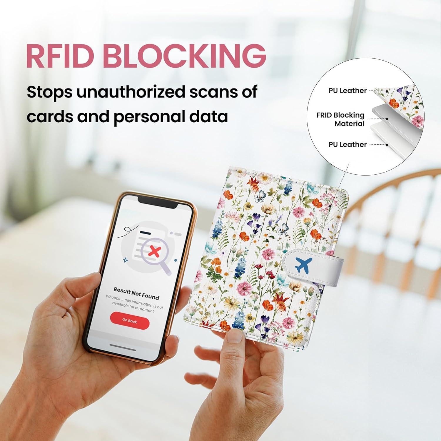 Portafolios de Pasaporte JEJEGO A-Floral con Cierre Magnético y RFID