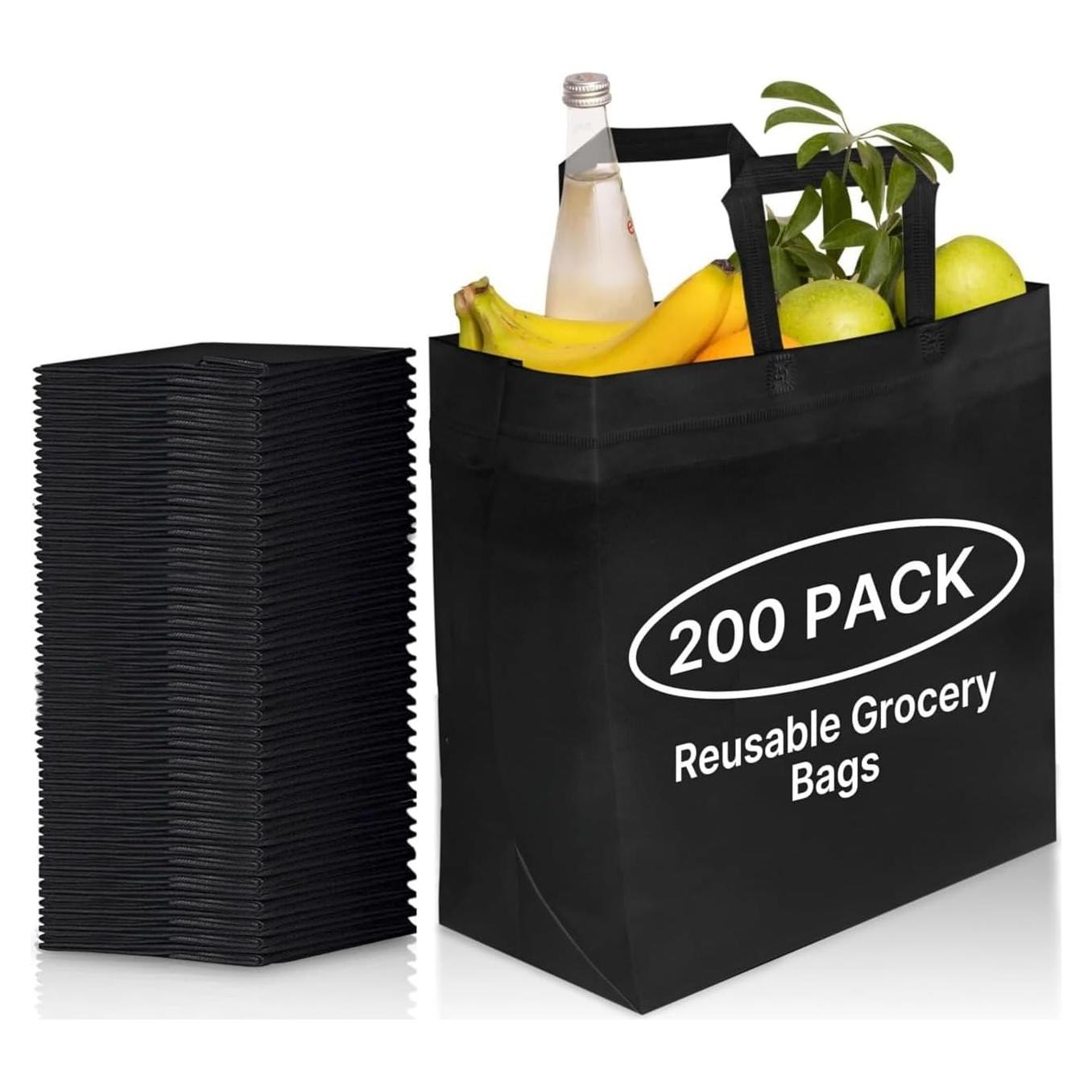 Bolsas de Compras Reutilizables Ecológicas 200 Unidades Negras