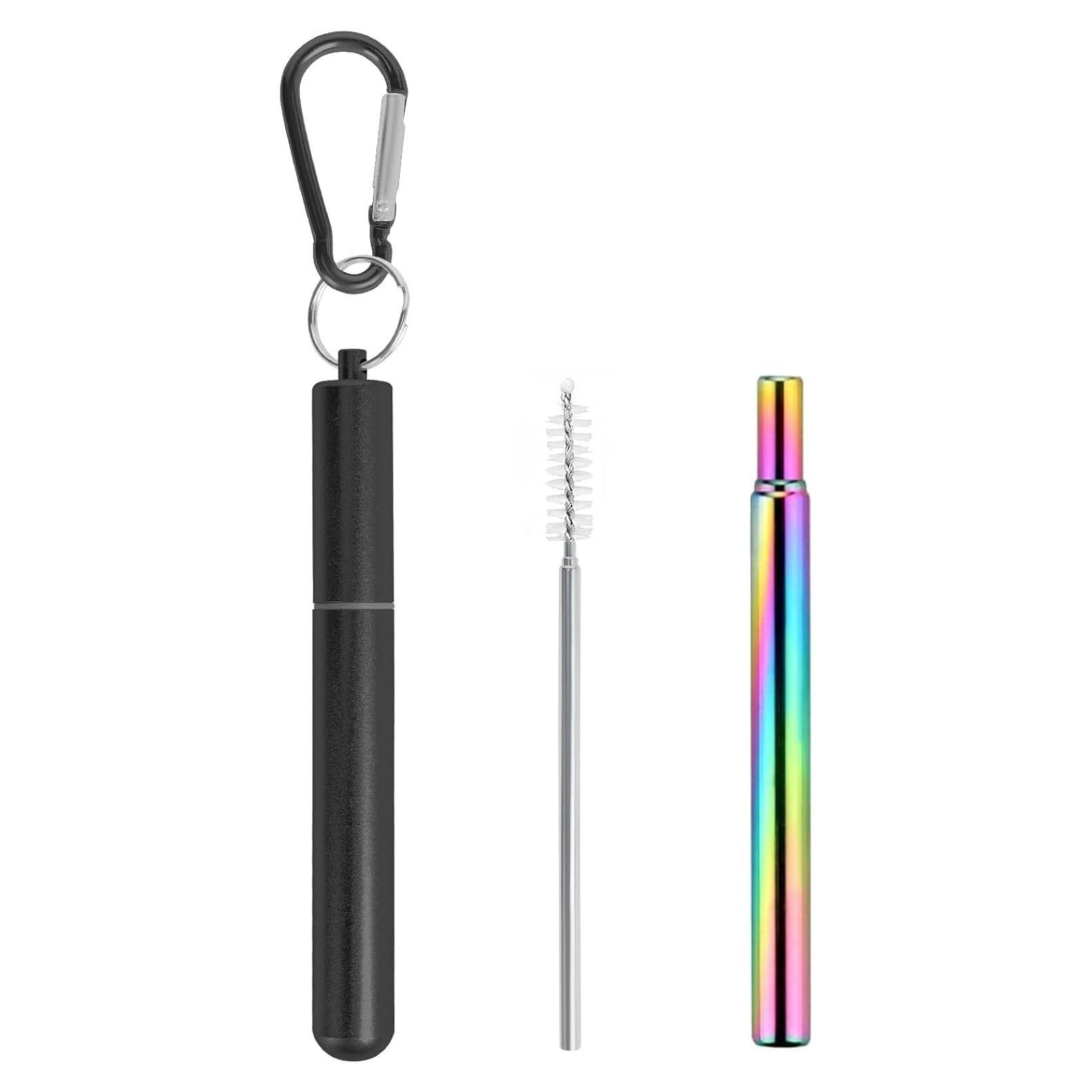 Popote de Acero Inoxidable Foweroty Plegable 23 cm Negro