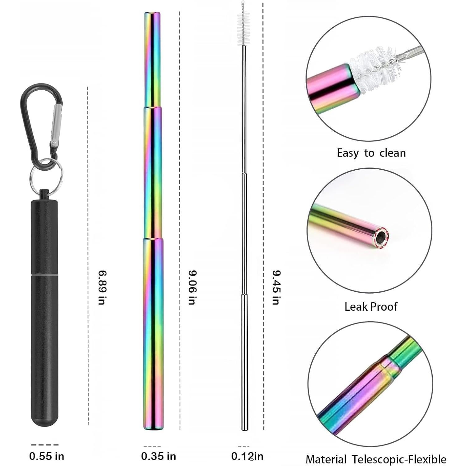 Popote de Acero Inoxidable Foweroty Plegable 23 cm Negro