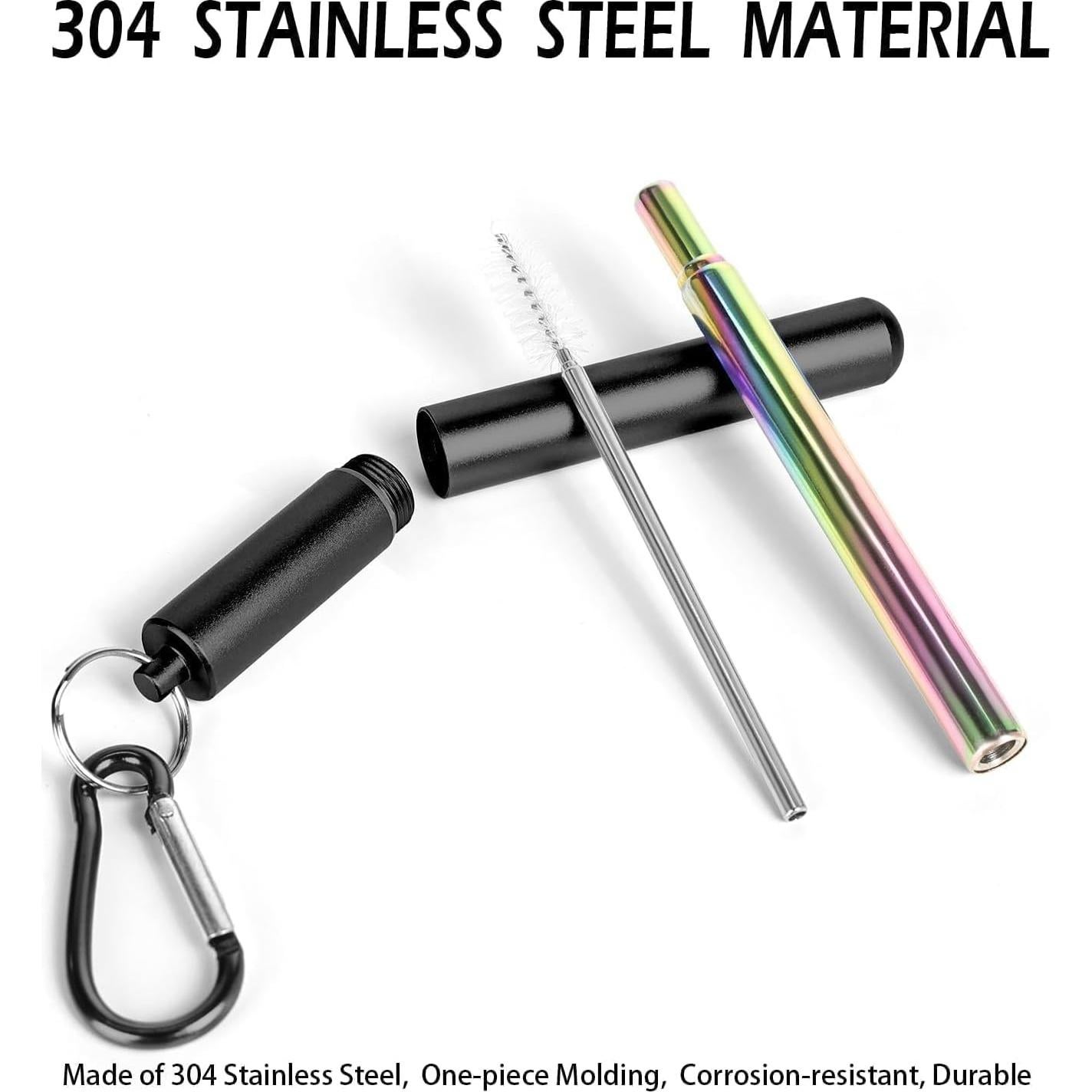 Popote de Acero Inoxidable Foweroty Plegable 23 cm Negro