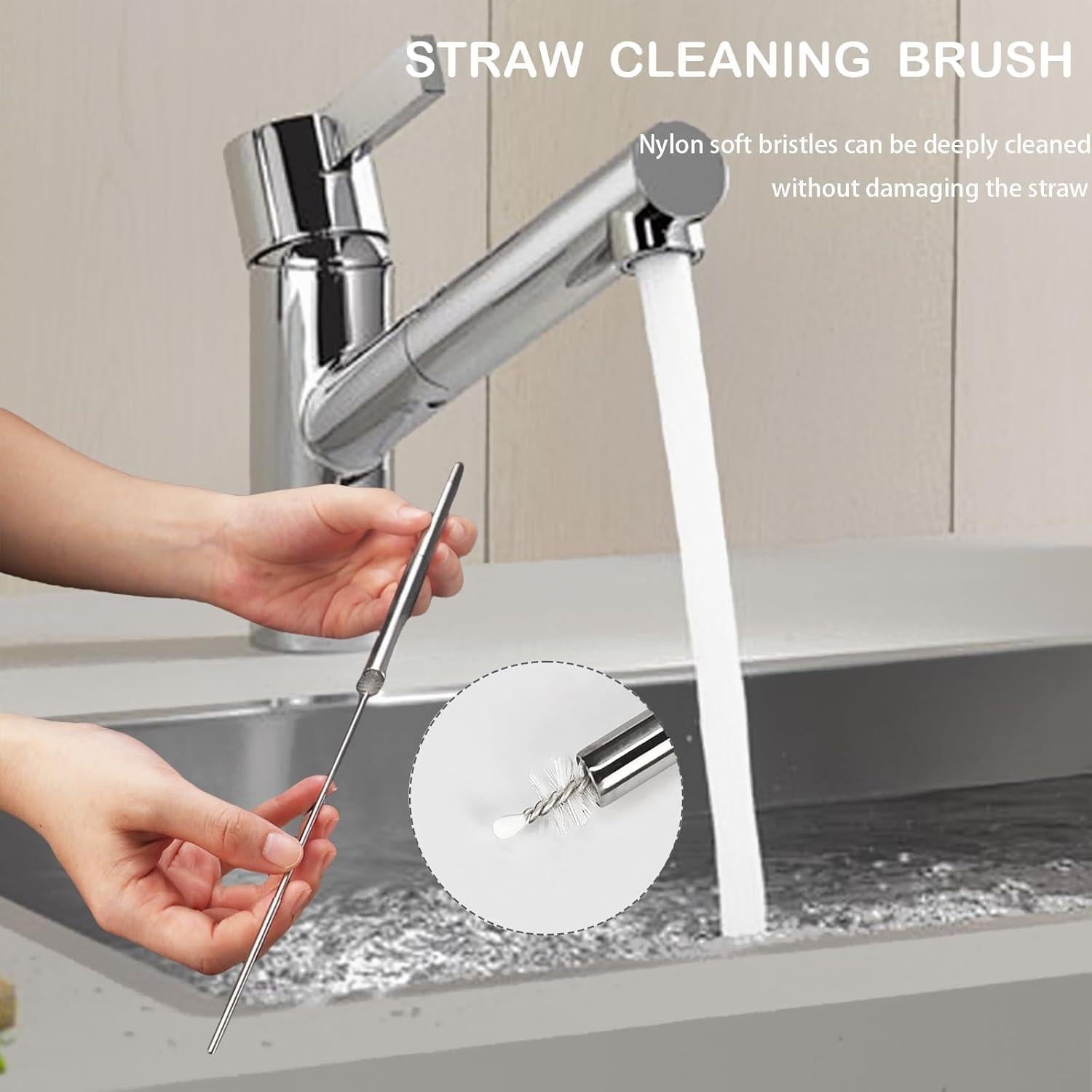 Popote de Acero Inoxidable Foweroty Plegable 23 cm Negro