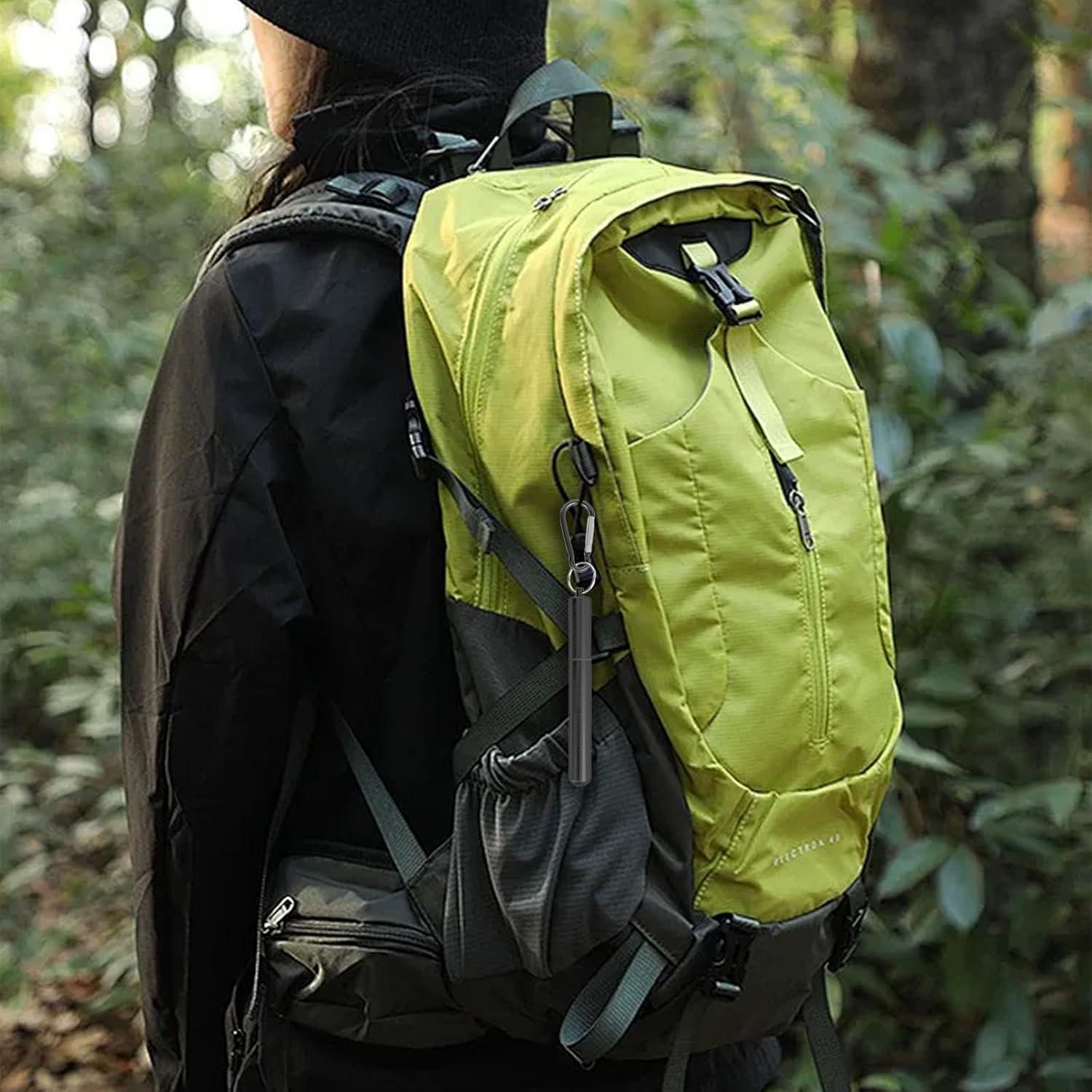 Popote de Acero Inoxidable Foweroty Plegable 23 cm Negro