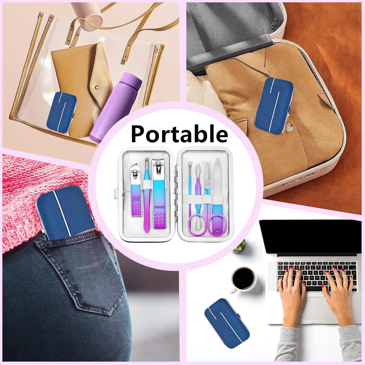 Juego de Manicura 7 Piezas Feiworui con Estuche Portátil