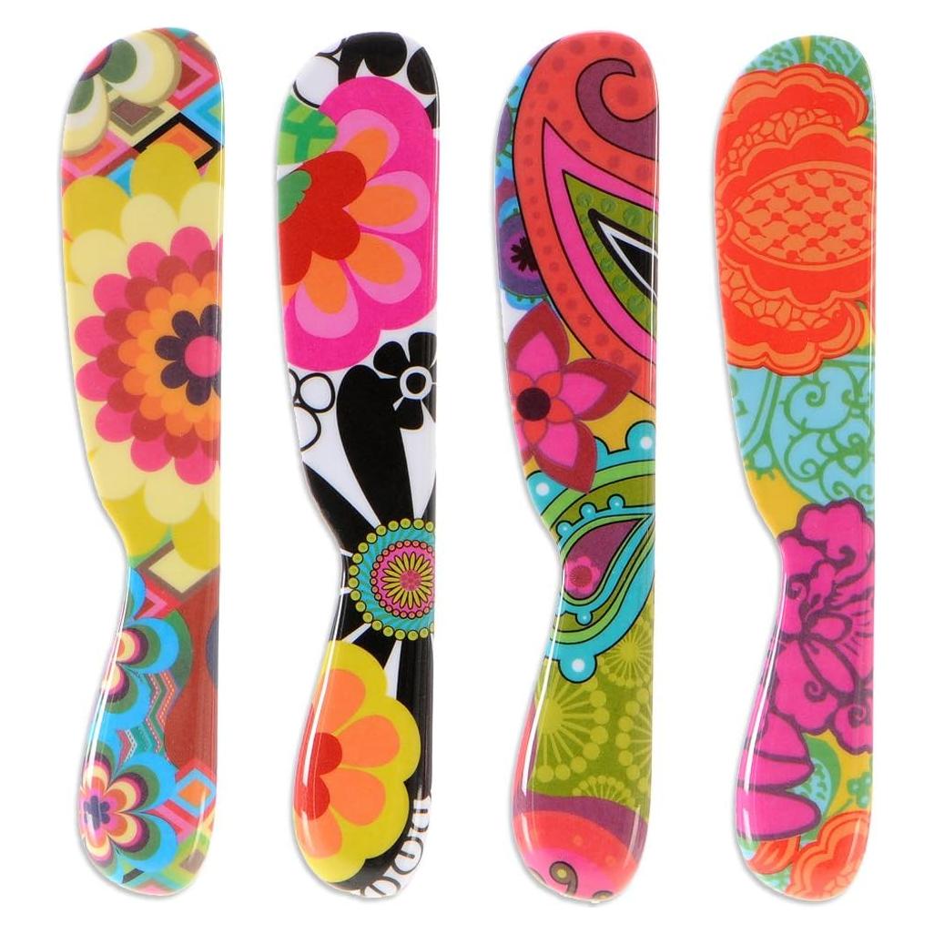 Juego de 4 Espátulas de Melamina French Bull 15 cm Floral