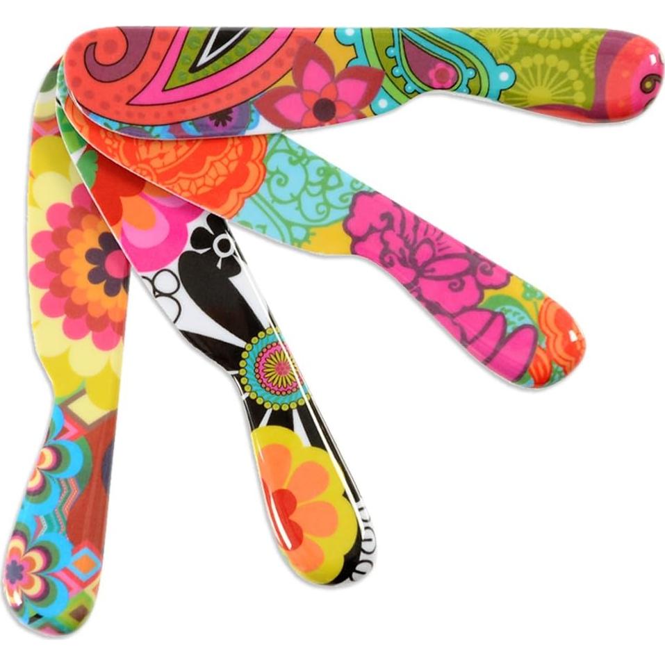Juego de 4 Espátulas de Melamina French Bull 15 cm Floral