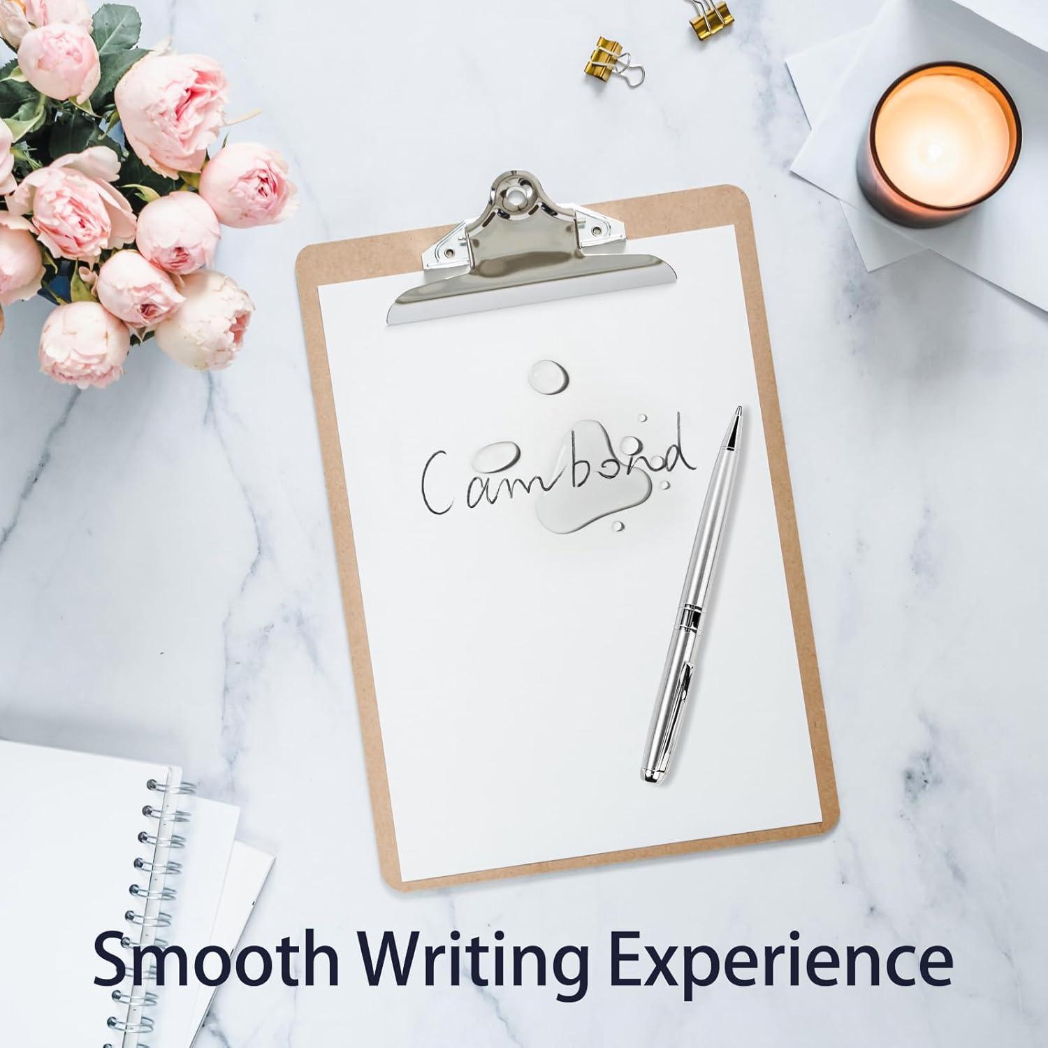 Bolígrafos Cambond Metálicos Plateados 1.0 mm Tinta Negra - 3 Unidades