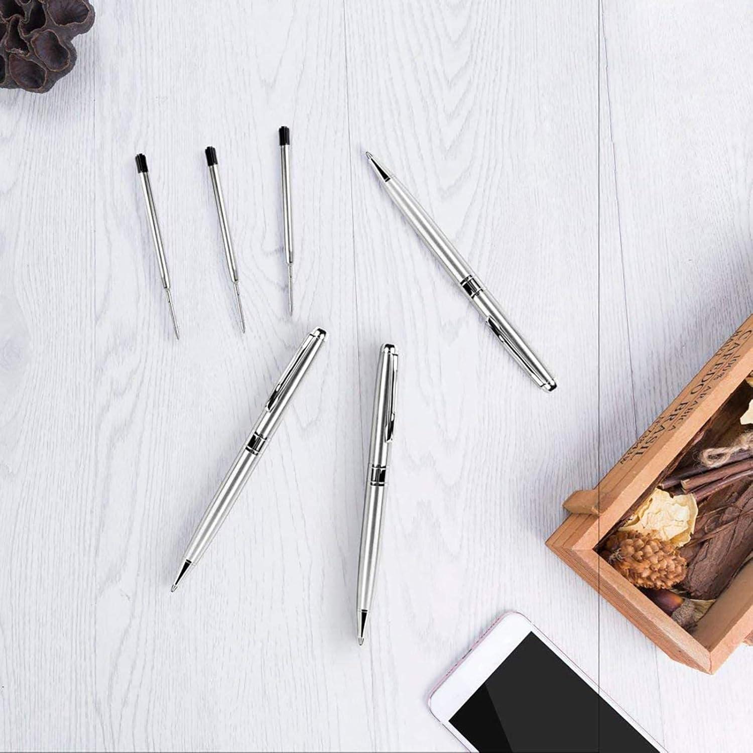 Bolígrafos Cambond Metálicos Plateados 1.0 mm Tinta Negra - 3 Unidades