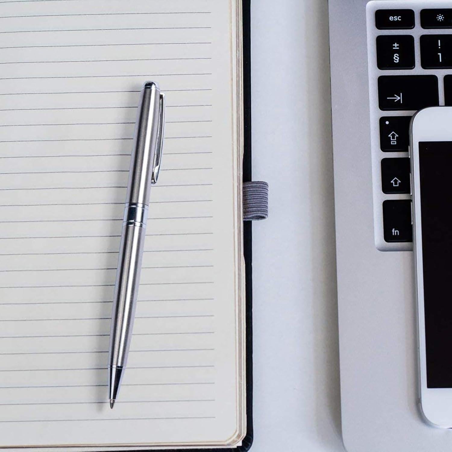 Bolígrafos Cambond Metálicos Plateados 1.0 mm Tinta Negra - 3 Unidades