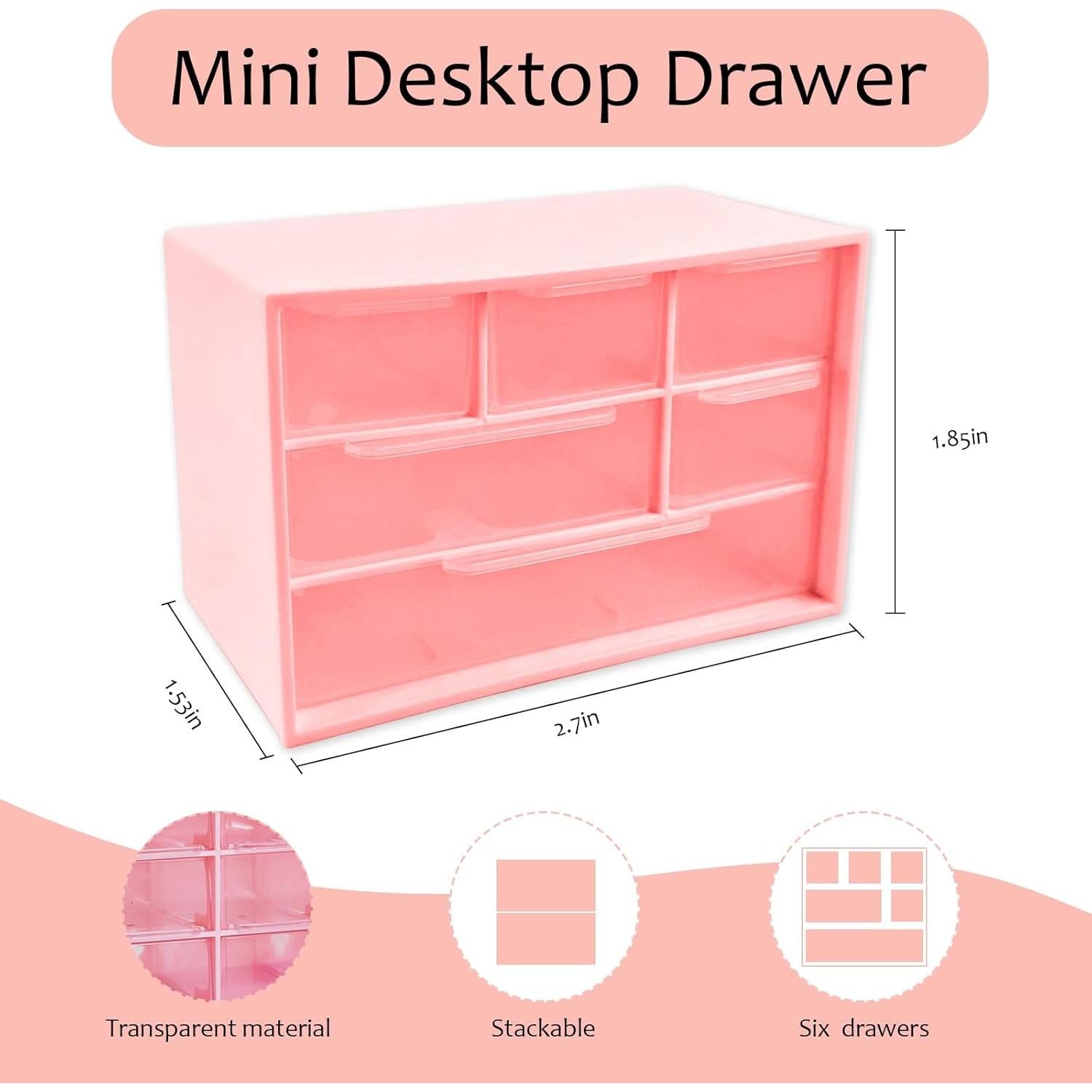 Organizador de Cajones Mini Nirvany Rosa 6 Cajones Plástico