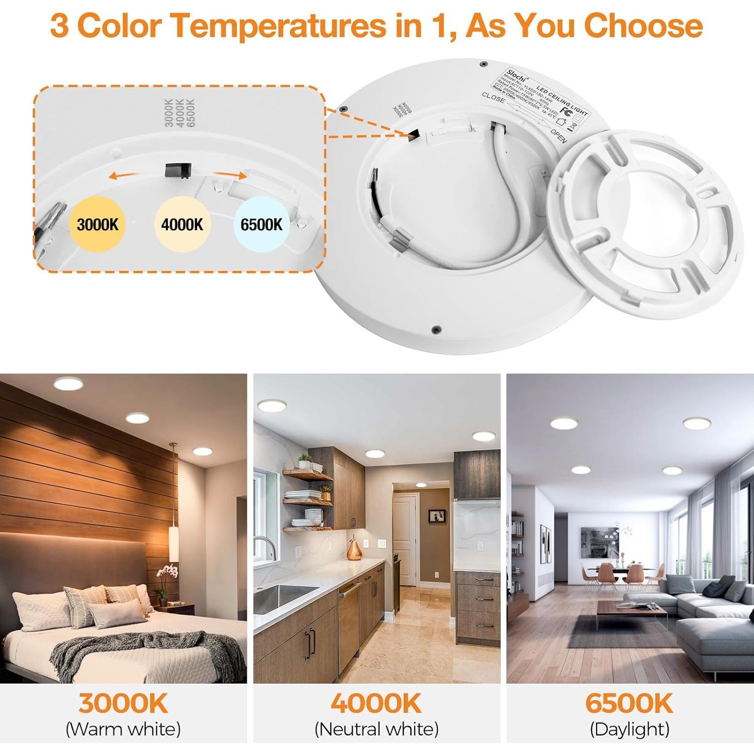 Lámpara de Techo LED Slochi 12W 1200Lm 3 Modos de Color 16.5cm