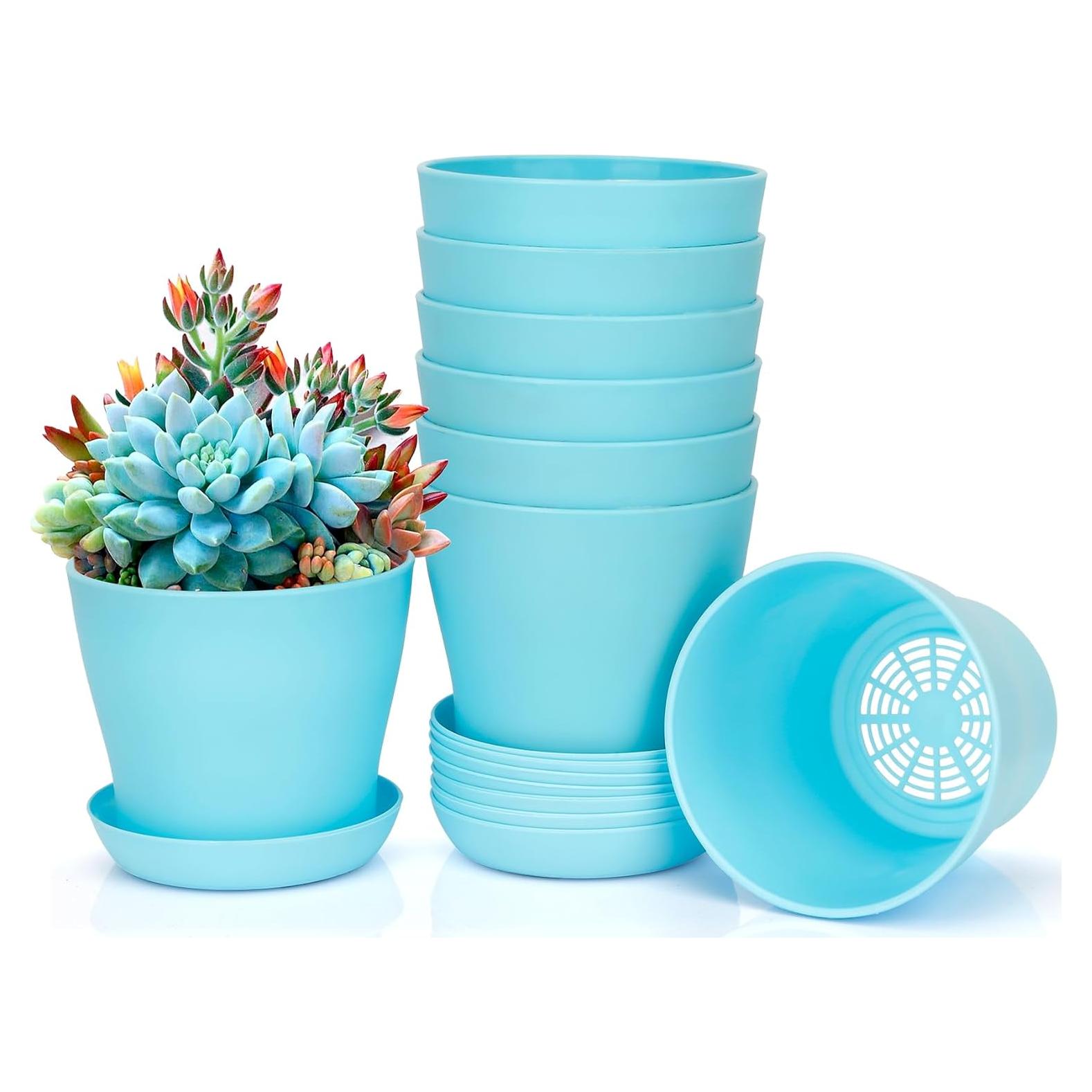 8 Macetas de Plástico Bchjatk 9.6 cm para Plantas