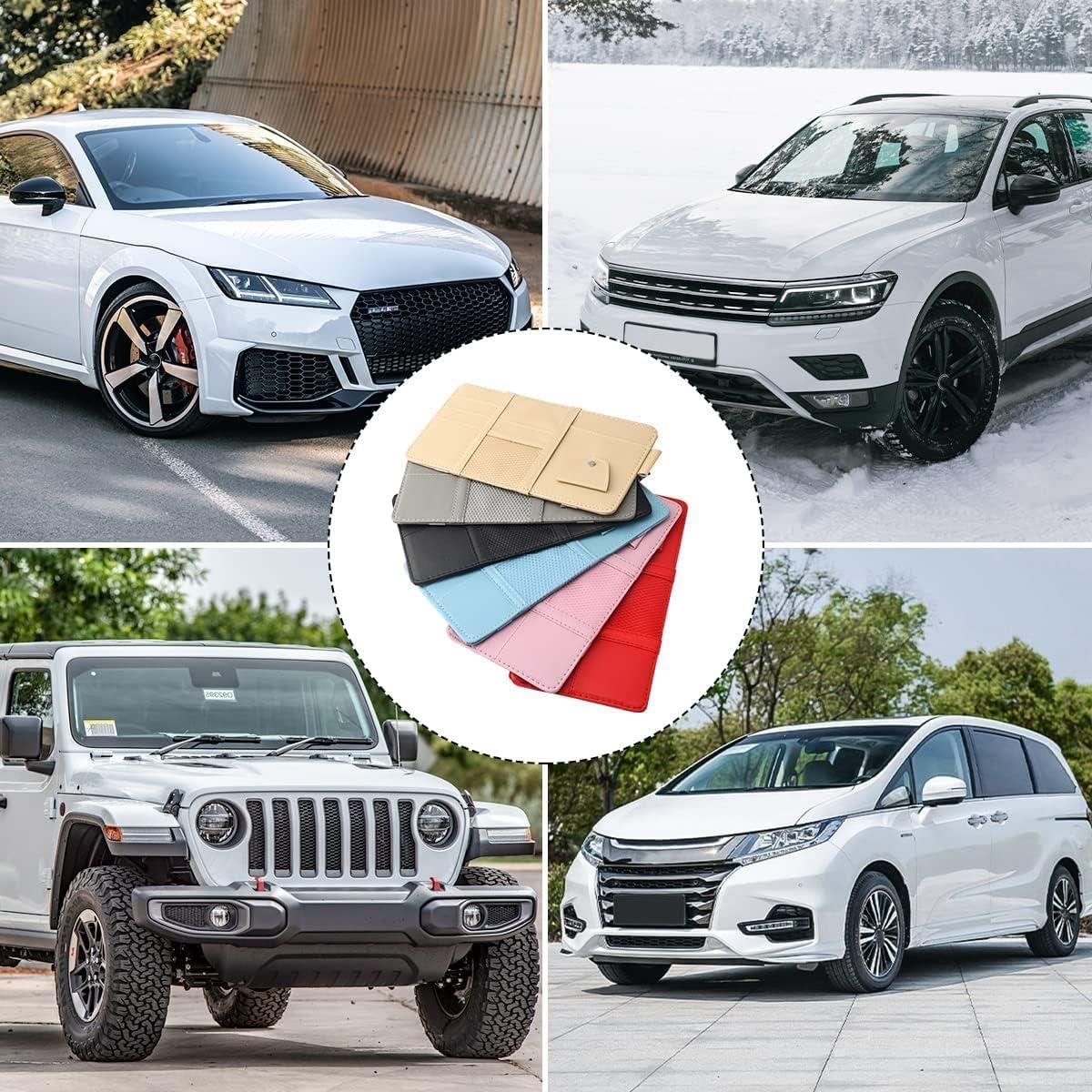 Organizador de Visera de Coche XINLIYA Beige - Almacenamiento Cuero