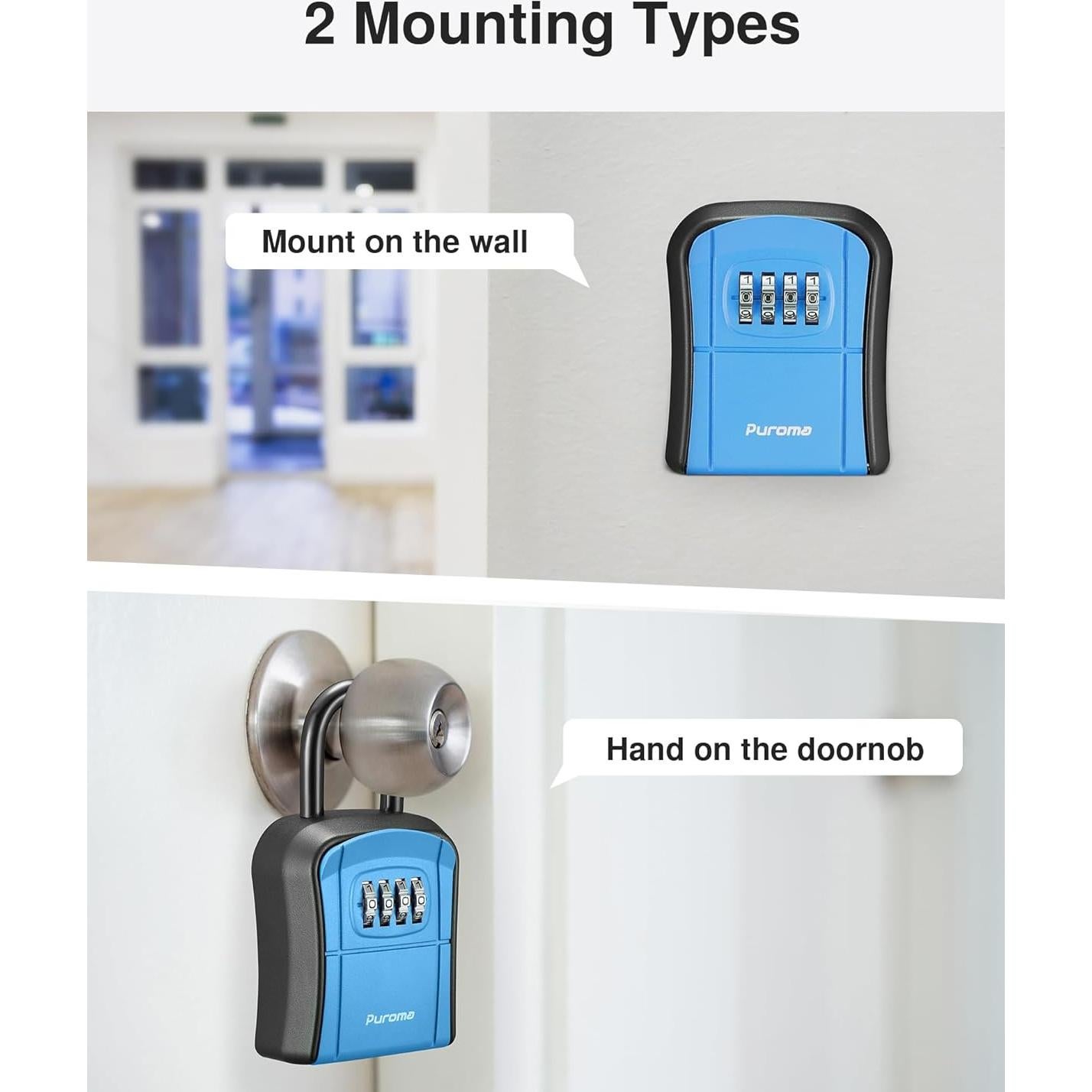 Caja de Seguridad para Llaves Puroma, Cerradura de Código, Azul