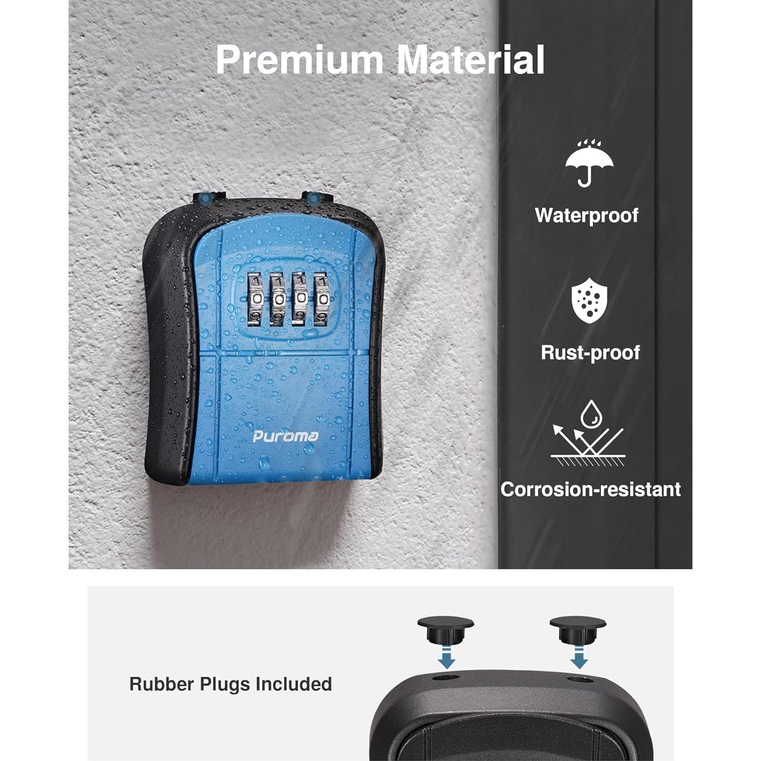 Caja de Seguridad para Llaves Puroma, Cerradura de Código, Azul