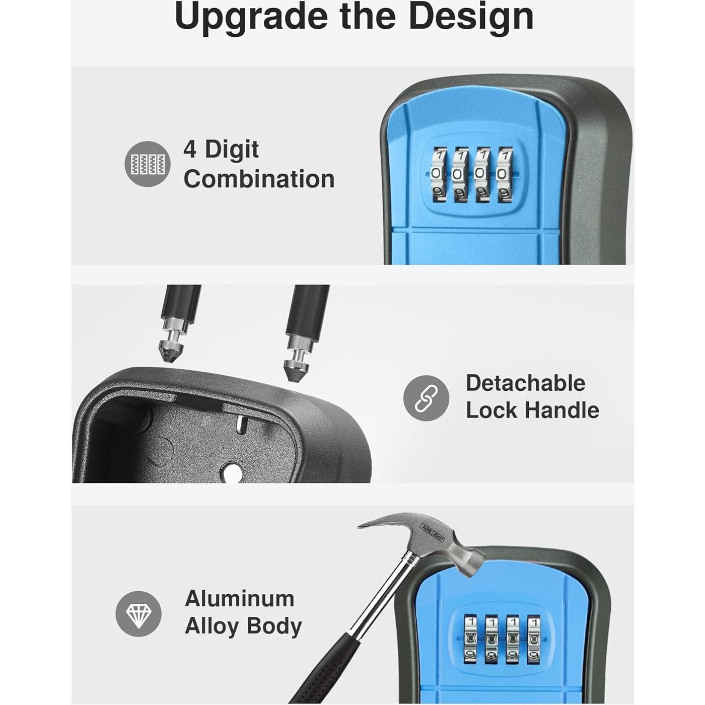 Caja de Seguridad para Llaves Puroma, Cerradura de Código, Azul