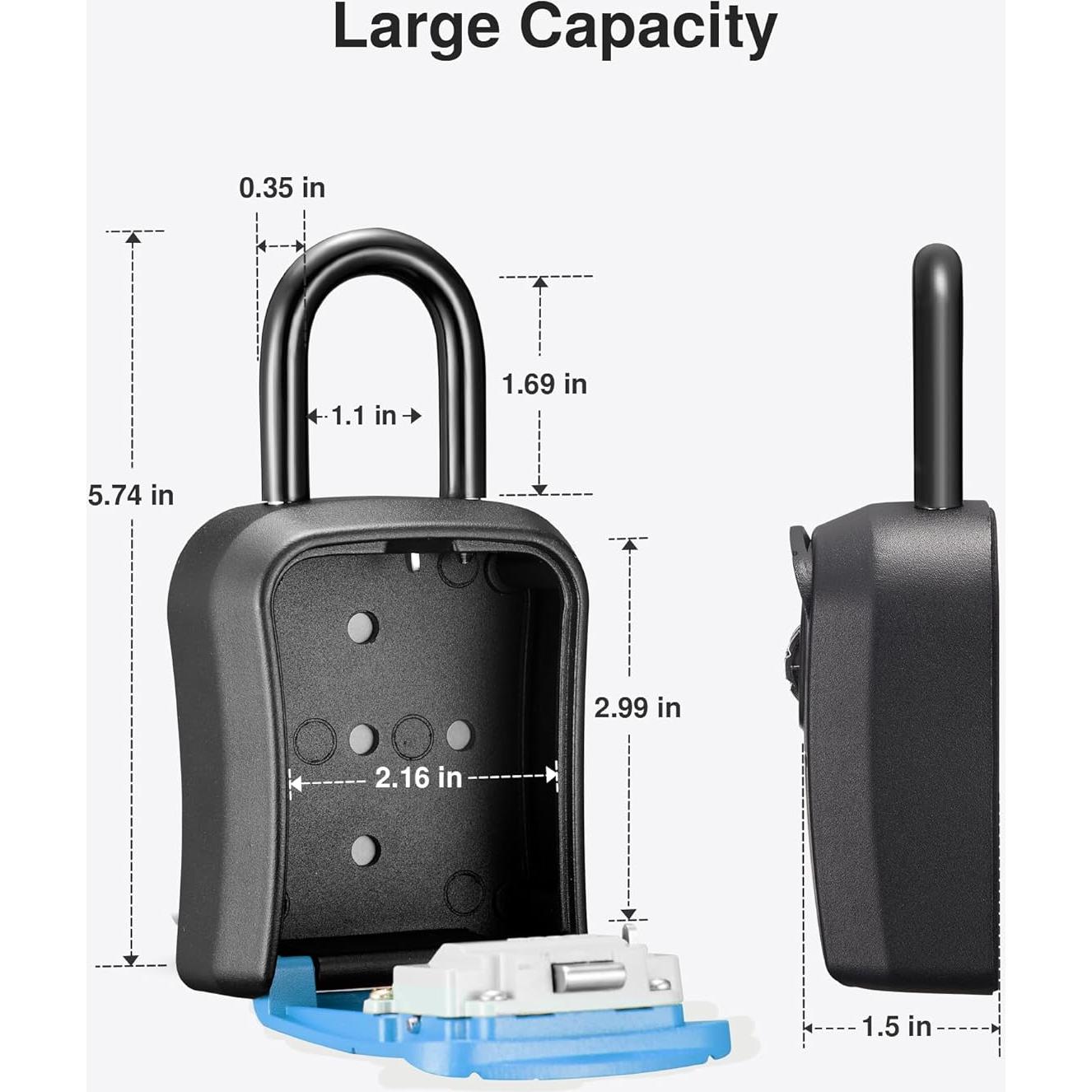 Caja de Seguridad para Llaves Puroma, Cerradura de Código, Azul