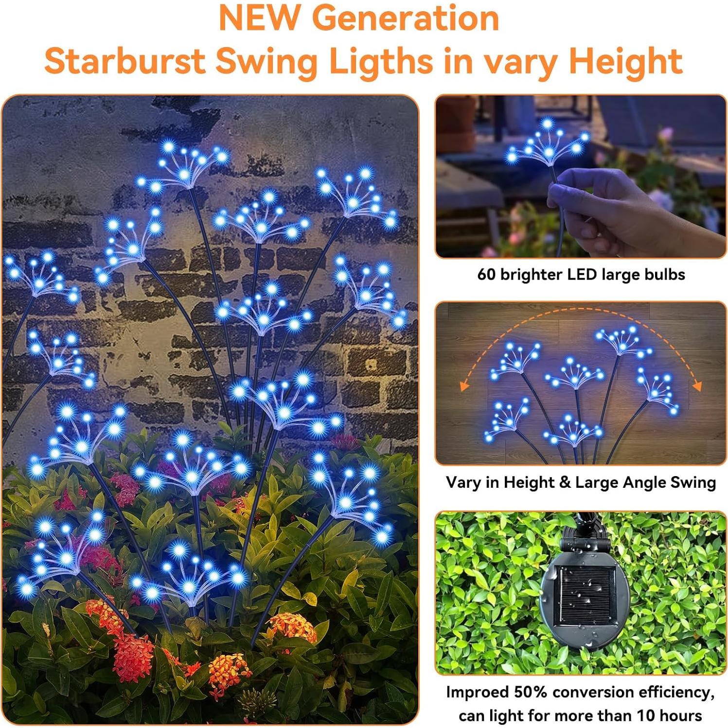 Luces de Jardín Solares YaaFen 2 Paquete Estrella Azul