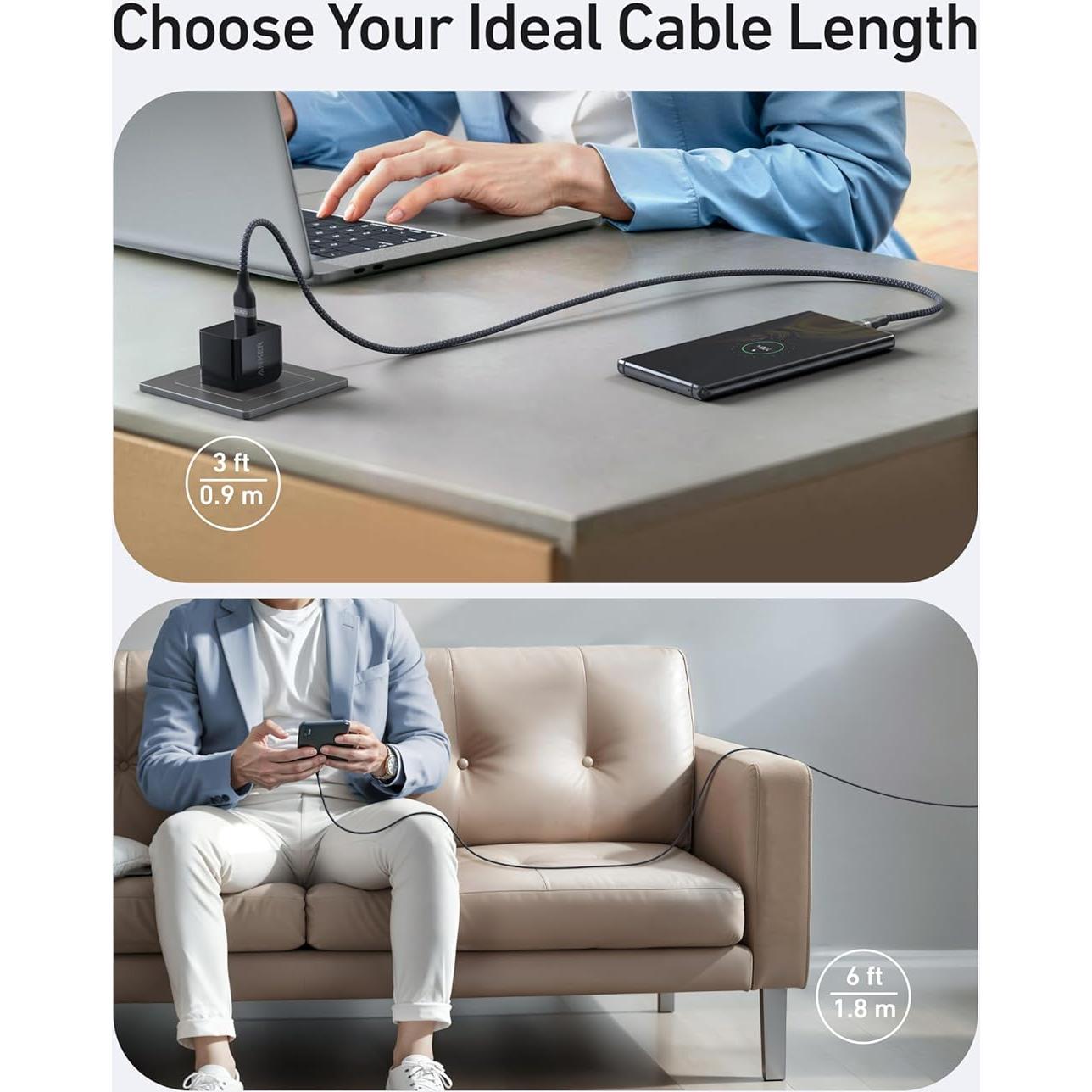 Cable USB A a USB C Anker 91.44 cm Trenzado Reciclado