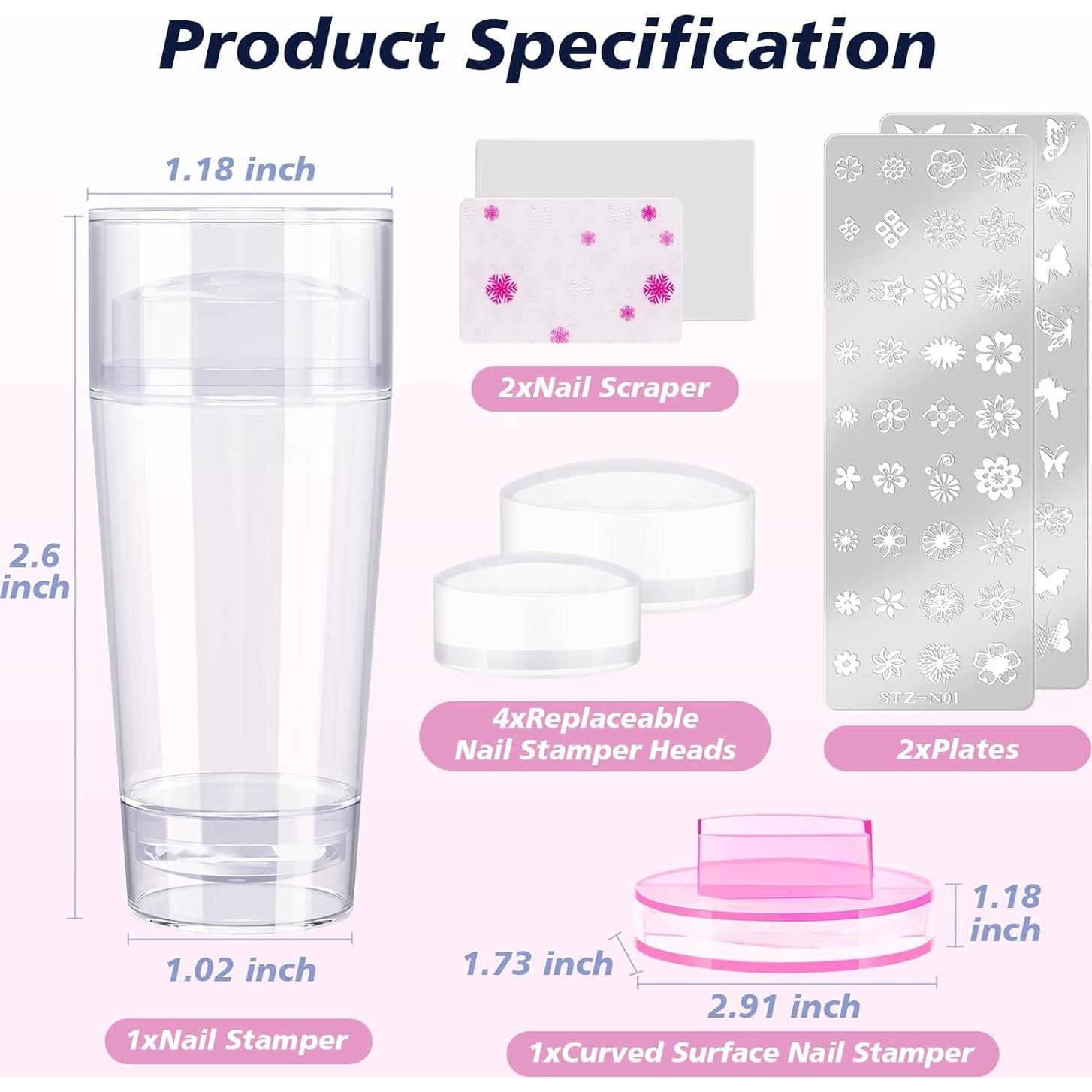 Kit de Estampado de Uñas Subay - 2 Estampadores, 2 Placas, 4 Cabezas