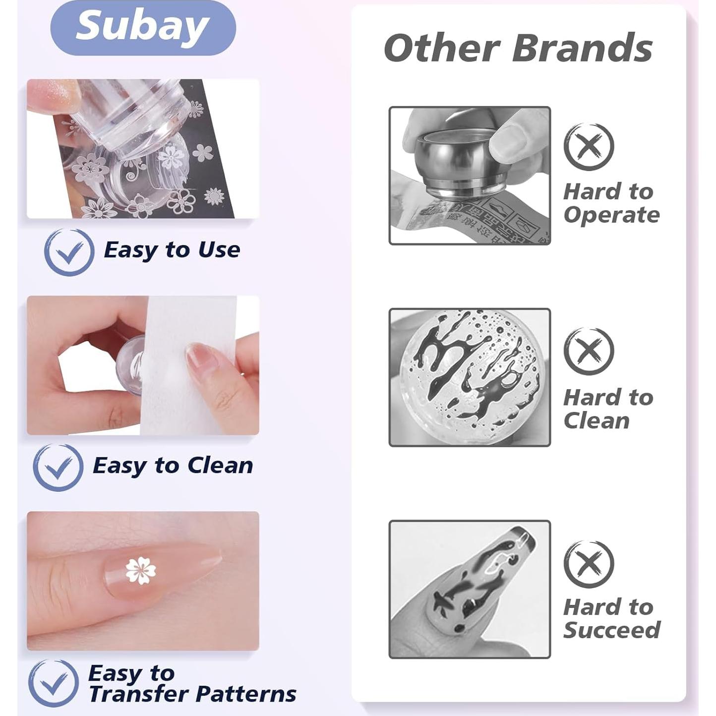 Kit de Estampado de Uñas Subay - 2 Estampadores, 2 Placas, 4 Cabezas