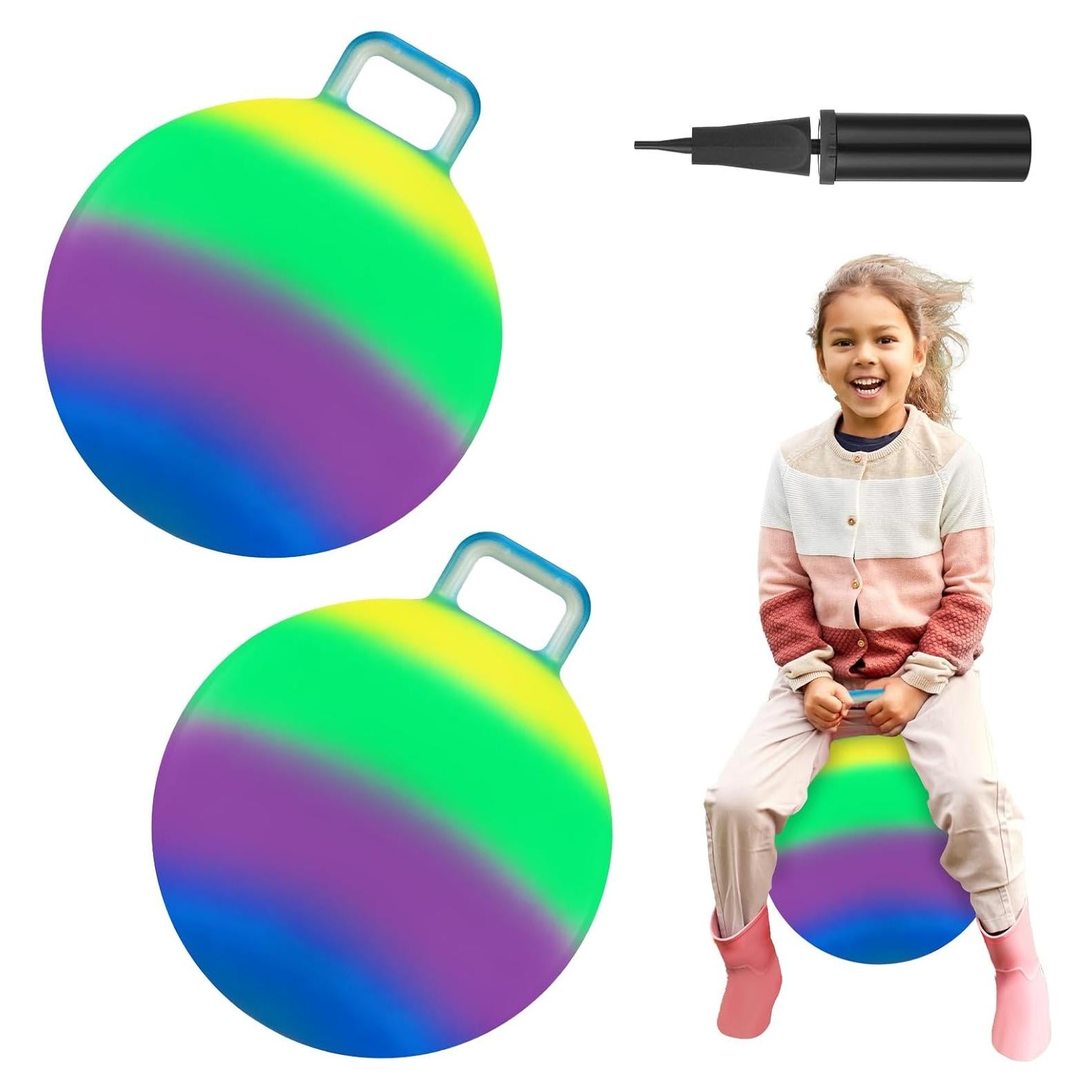 Pelotas Rebotadoras Poen 2 Pcs con Mango y Bomba 45 cm