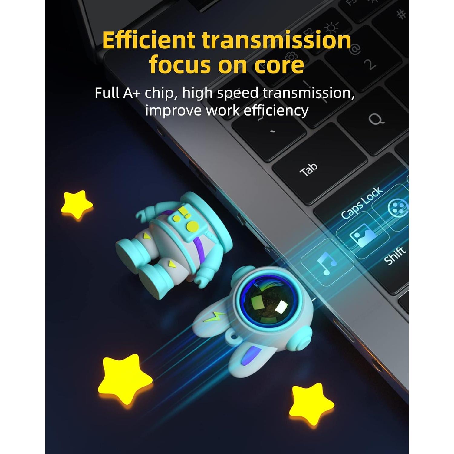 Unidad Flash USB Conejo Espacial Bilious 64GB Cian