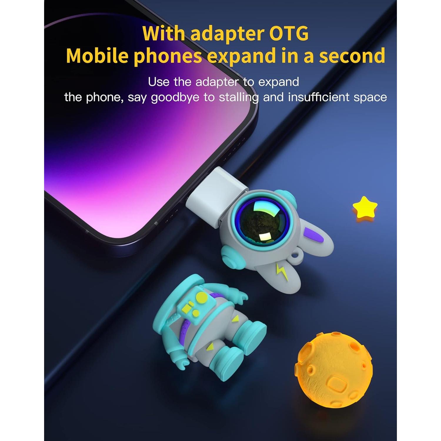 Unidad Flash USB Conejo Espacial Bilious 64GB Cian