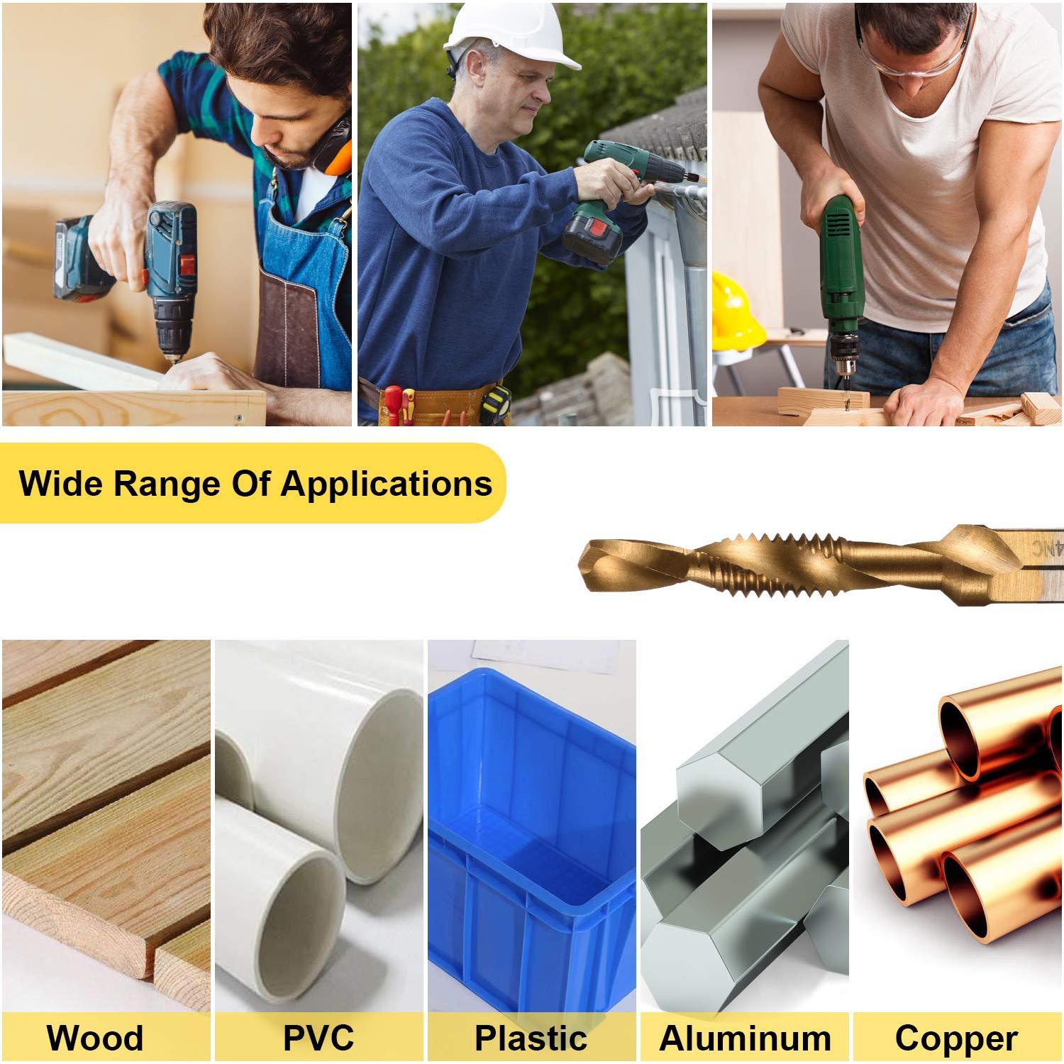 Juego de Brocas y Machos Combinados THINKWORK 13 PCS SAE/Métrico