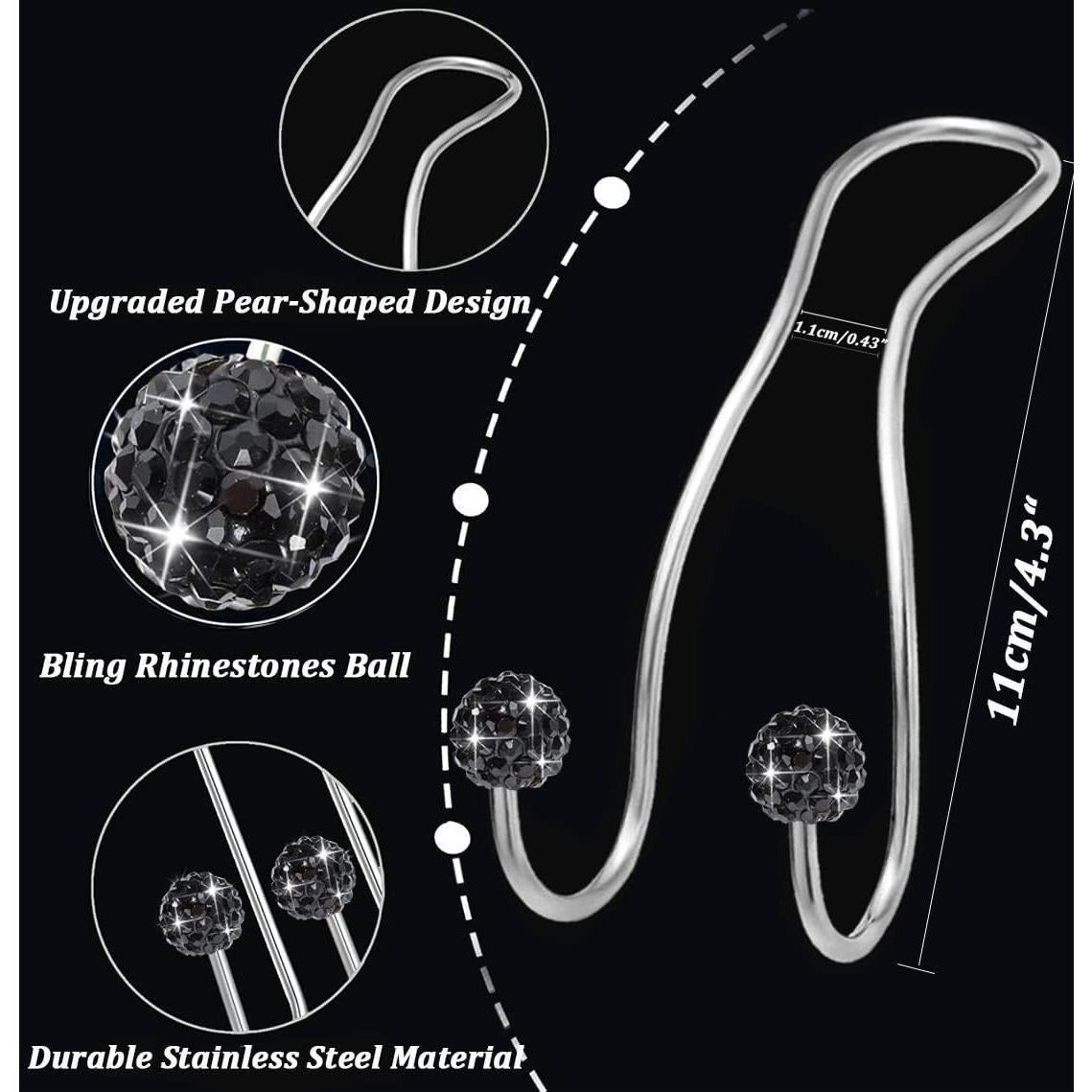 Ganchos Brillantes MTGOCHA para Reposacabezas de Coche - 2 Piezas