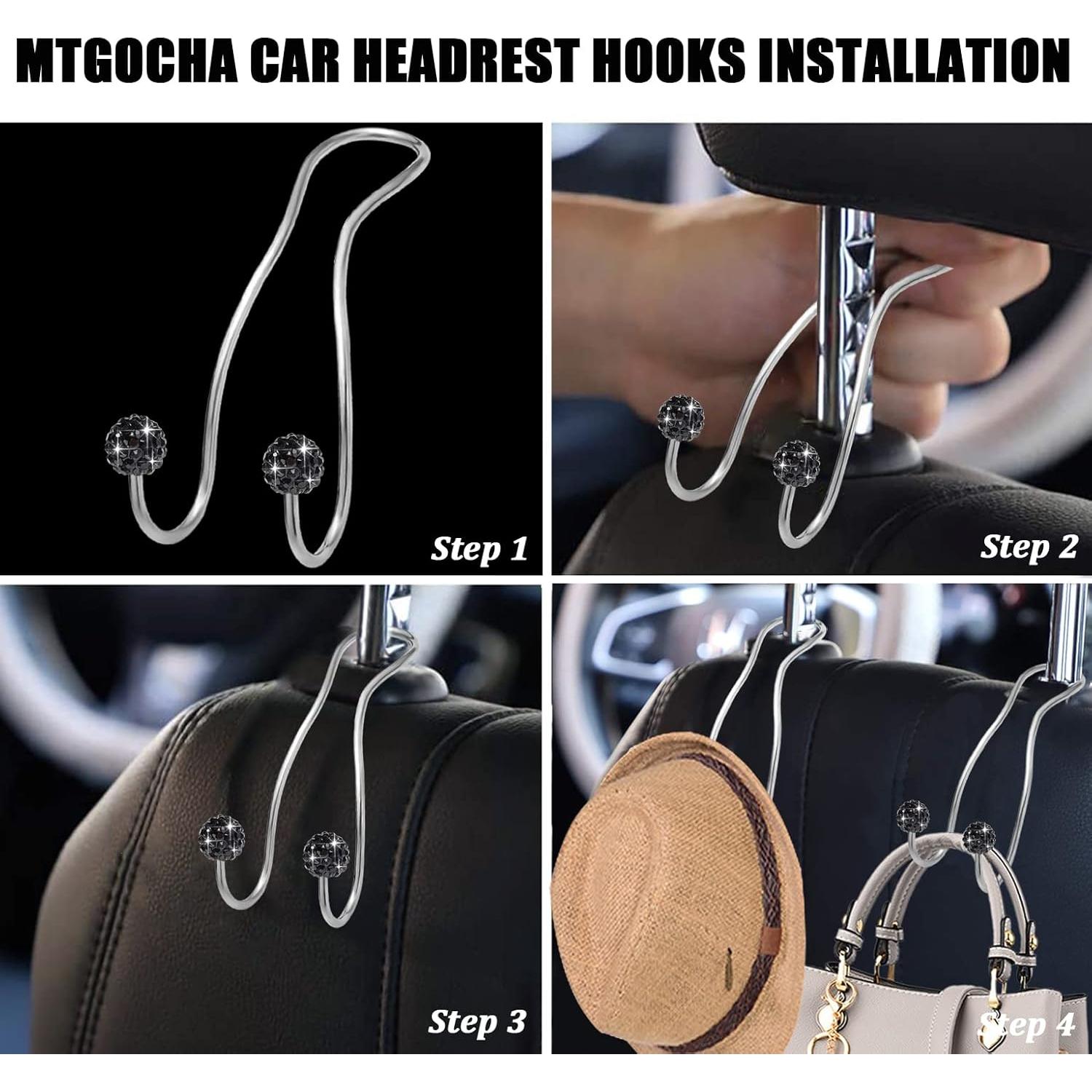Ganchos Brillantes MTGOCHA para Reposacabezas de Coche - 2 Piezas