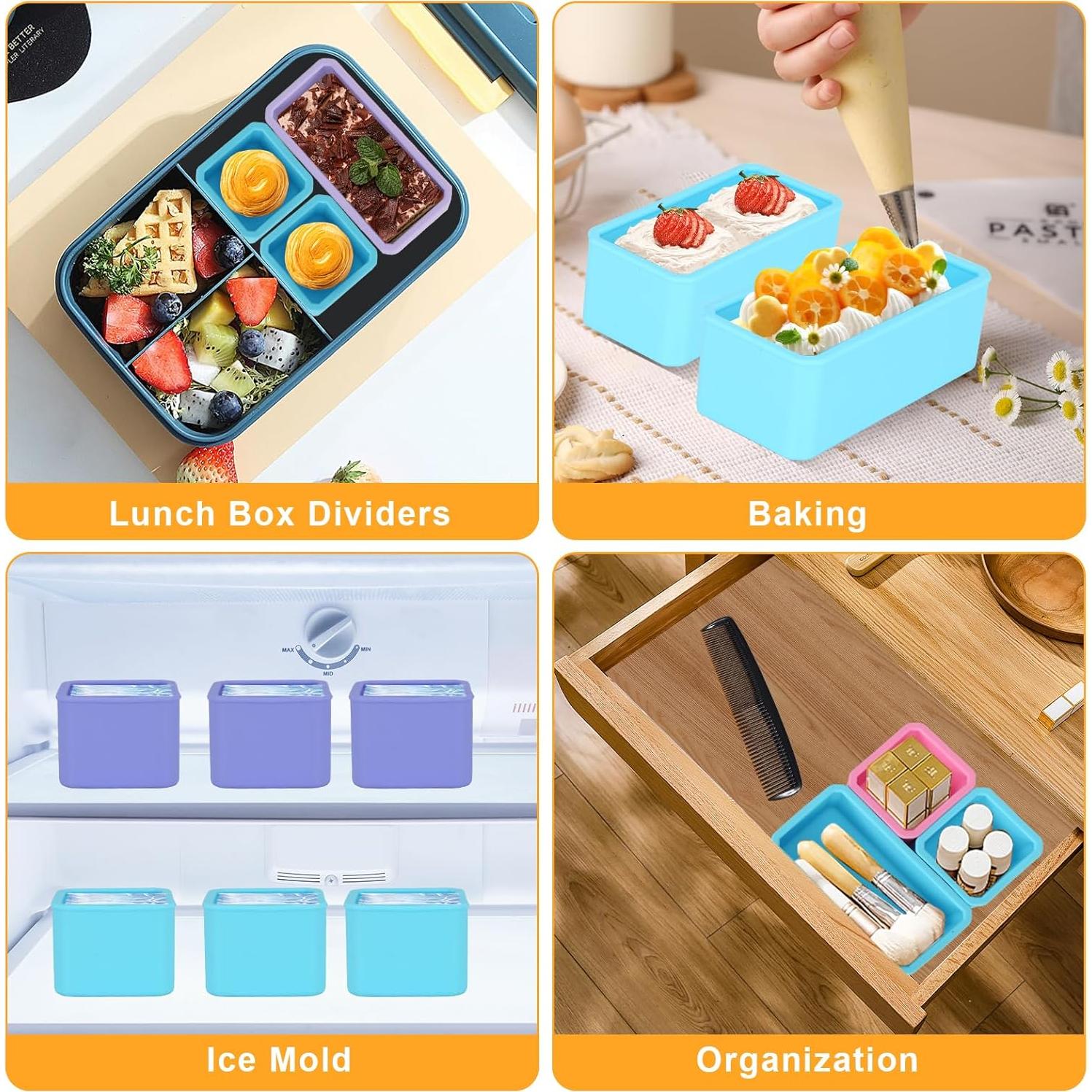 6PCS Divisores de Bento Box Biottro Silicona 4.5oz Rectangular