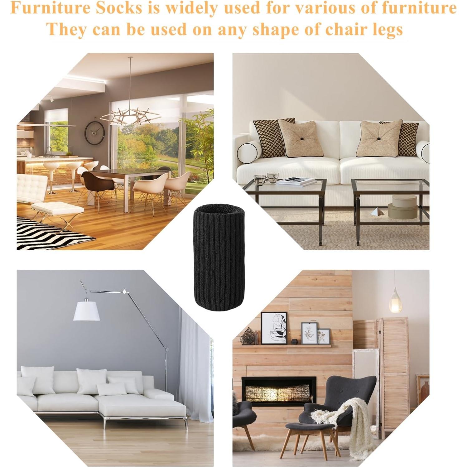 8 Calcetines Protectores para Patas de Muebles Blendnew - Negros