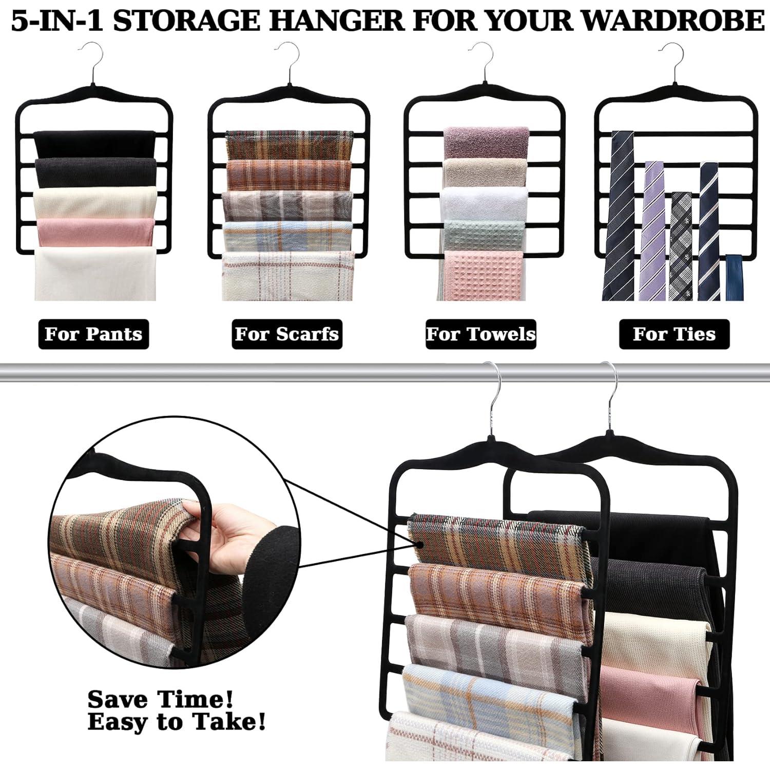 Perchas de Pantalones SHUKEEKA 3 Piezas Terciopelo Antideslizante