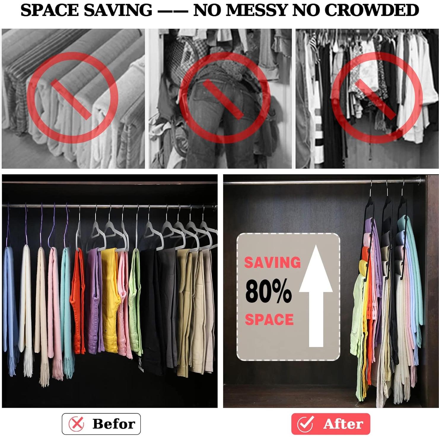 Perchas de Pantalones SHUKEEKA 3 Piezas Terciopelo Antideslizante