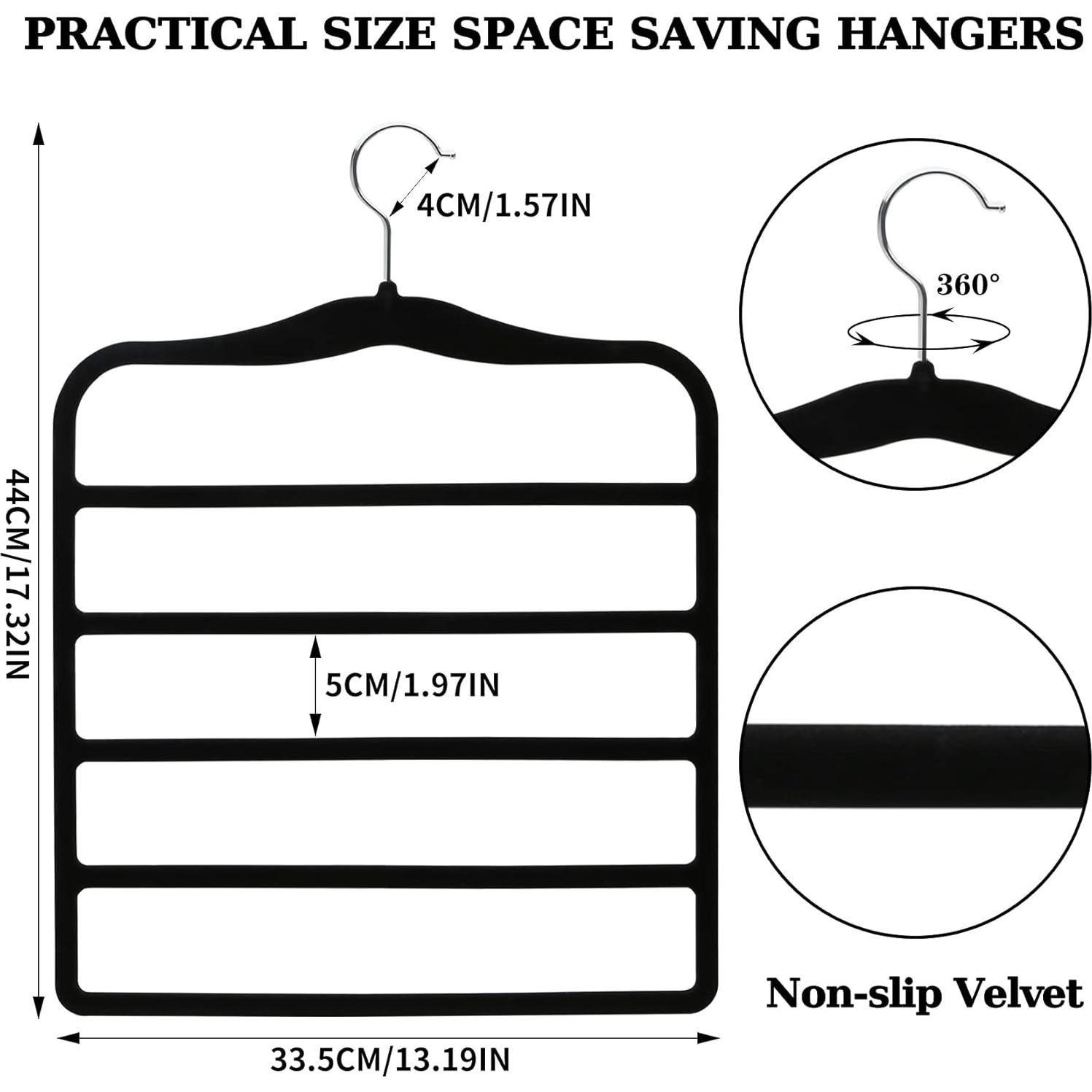 Perchas de Pantalones SHUKEEKA 3 Piezas Terciopelo Antideslizante