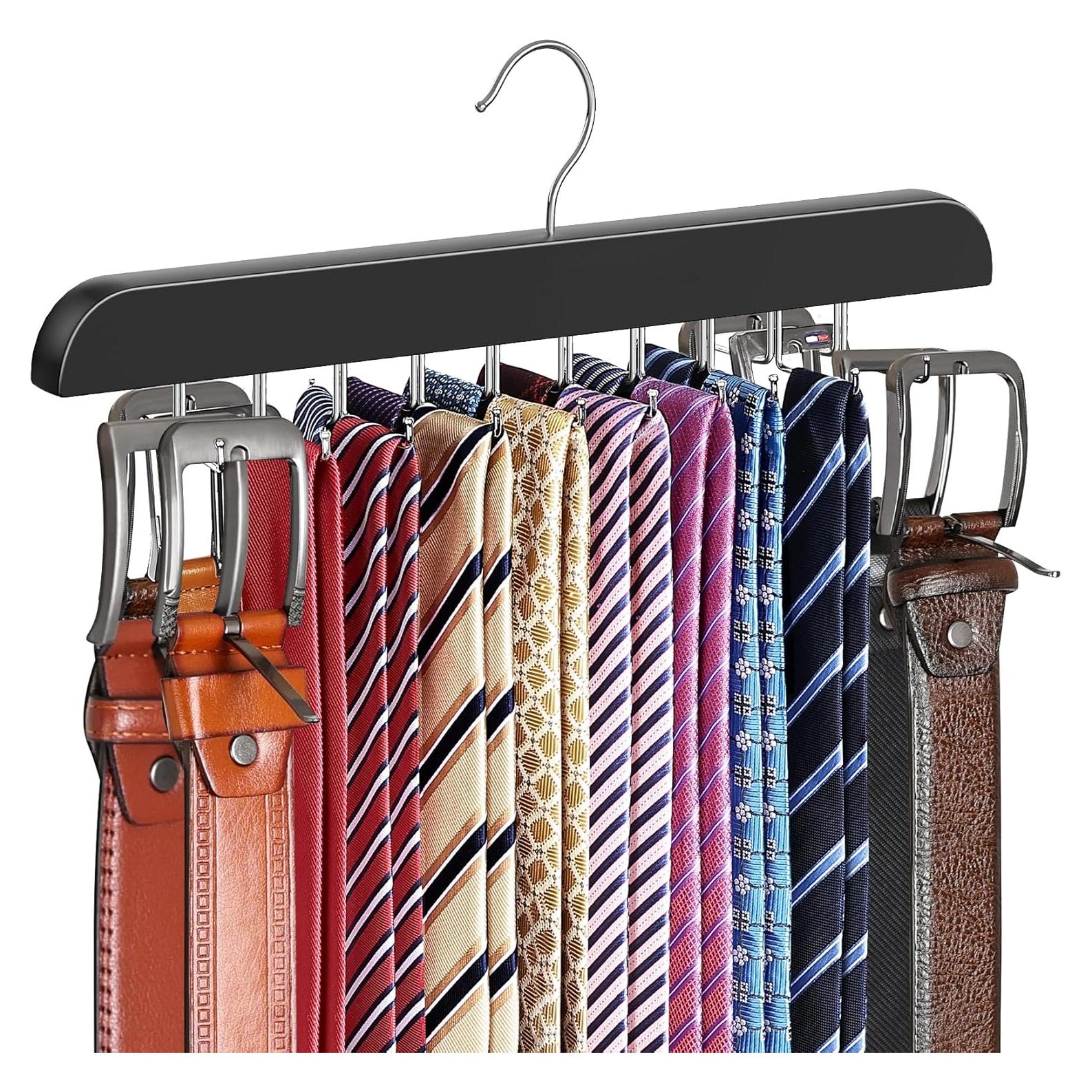 Perchero de Corbatas RESOVO Negro con 20 Ganchos Plegables