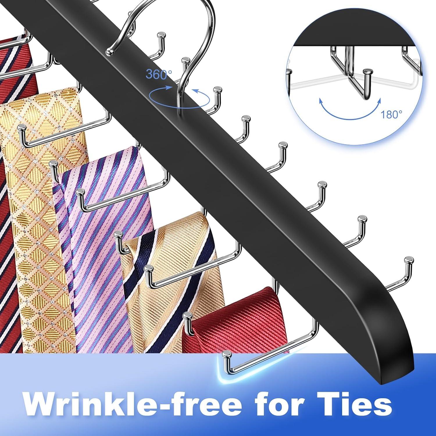 Perchero de Corbatas RESOVO Negro con 20 Ganchos Plegables