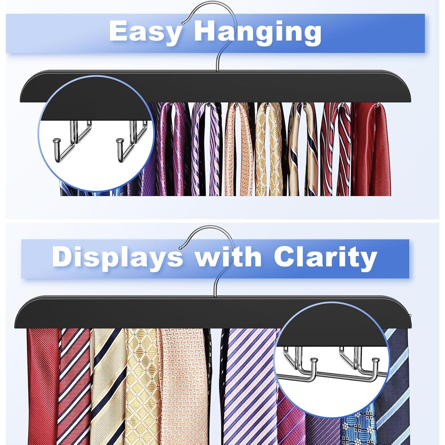 Perchero de Corbatas RESOVO Negro con 20 Ganchos Plegables