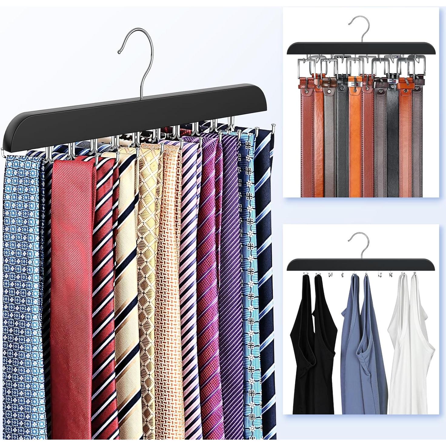 Perchero de Corbatas RESOVO Negro con 20 Ganchos Plegables