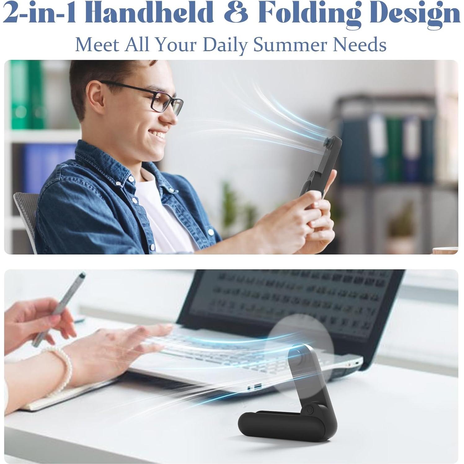 Ventilador Portátil de Mano Lerat A25 Recargable USB Negro