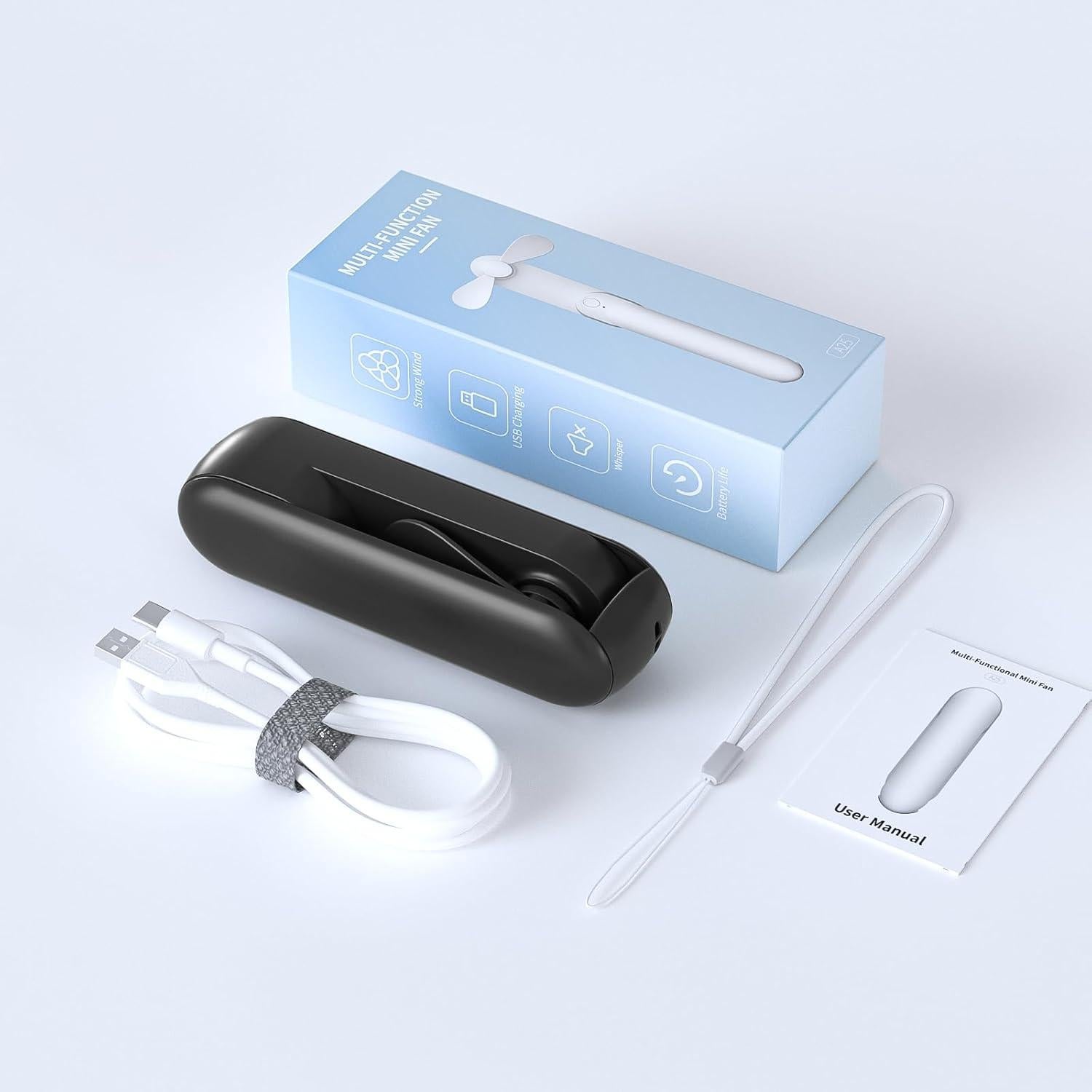 Ventilador Portátil de Mano Lerat A25 Recargable USB Negro