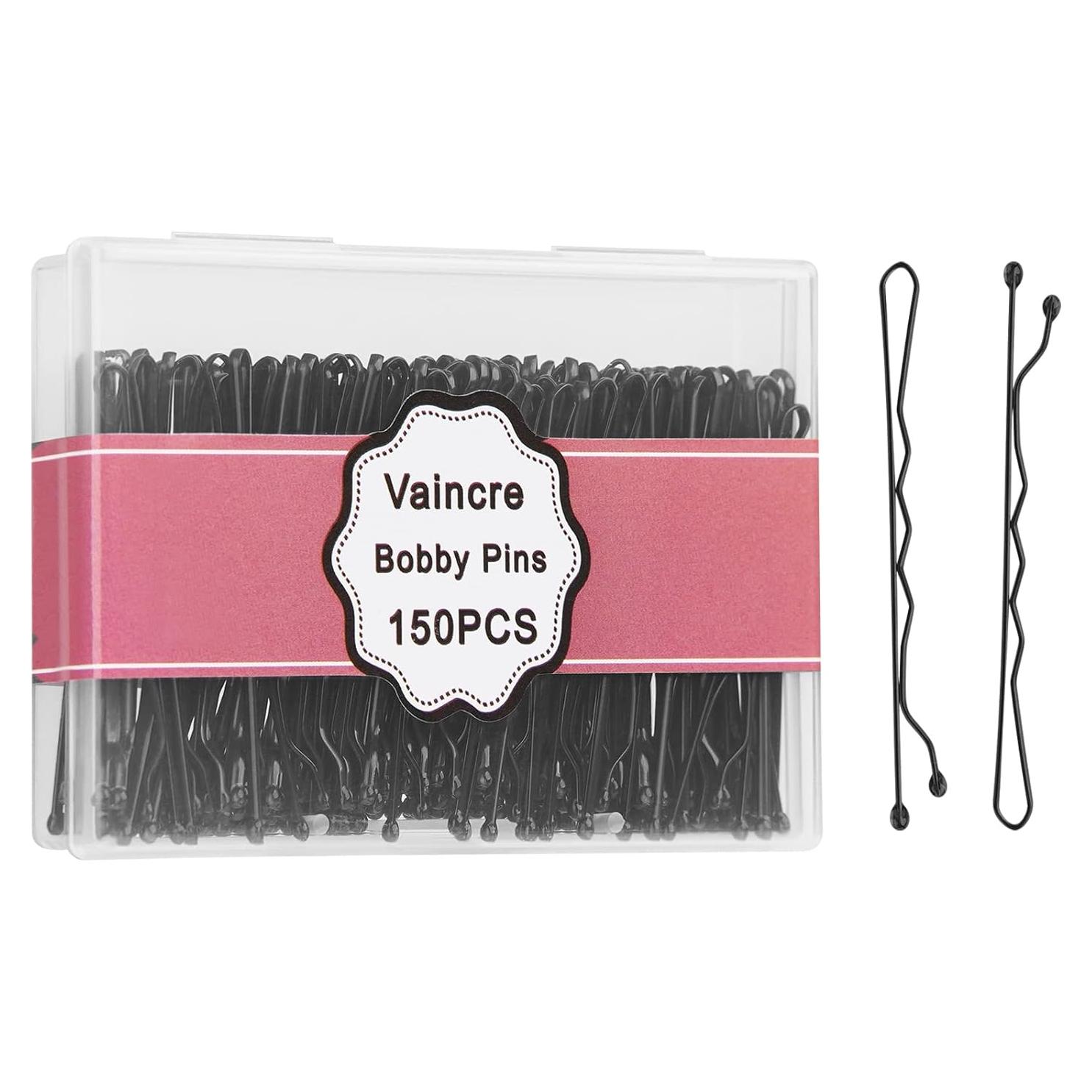 Pinzas Bobby Negras Vaincre - 150 Piezas para Cabello 5.08 cm