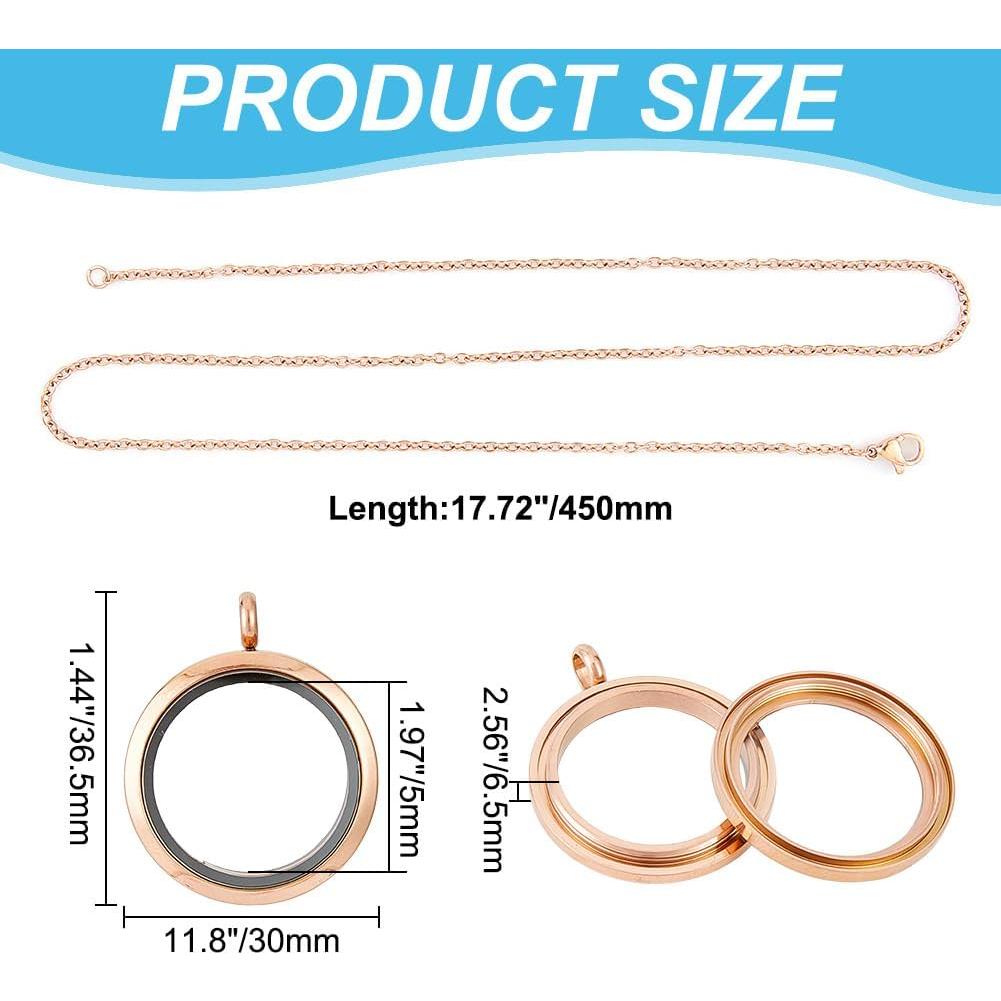 4 Colgantes de Foto Locket Oro Rosa DELORIGIN con Cadena 45 cm