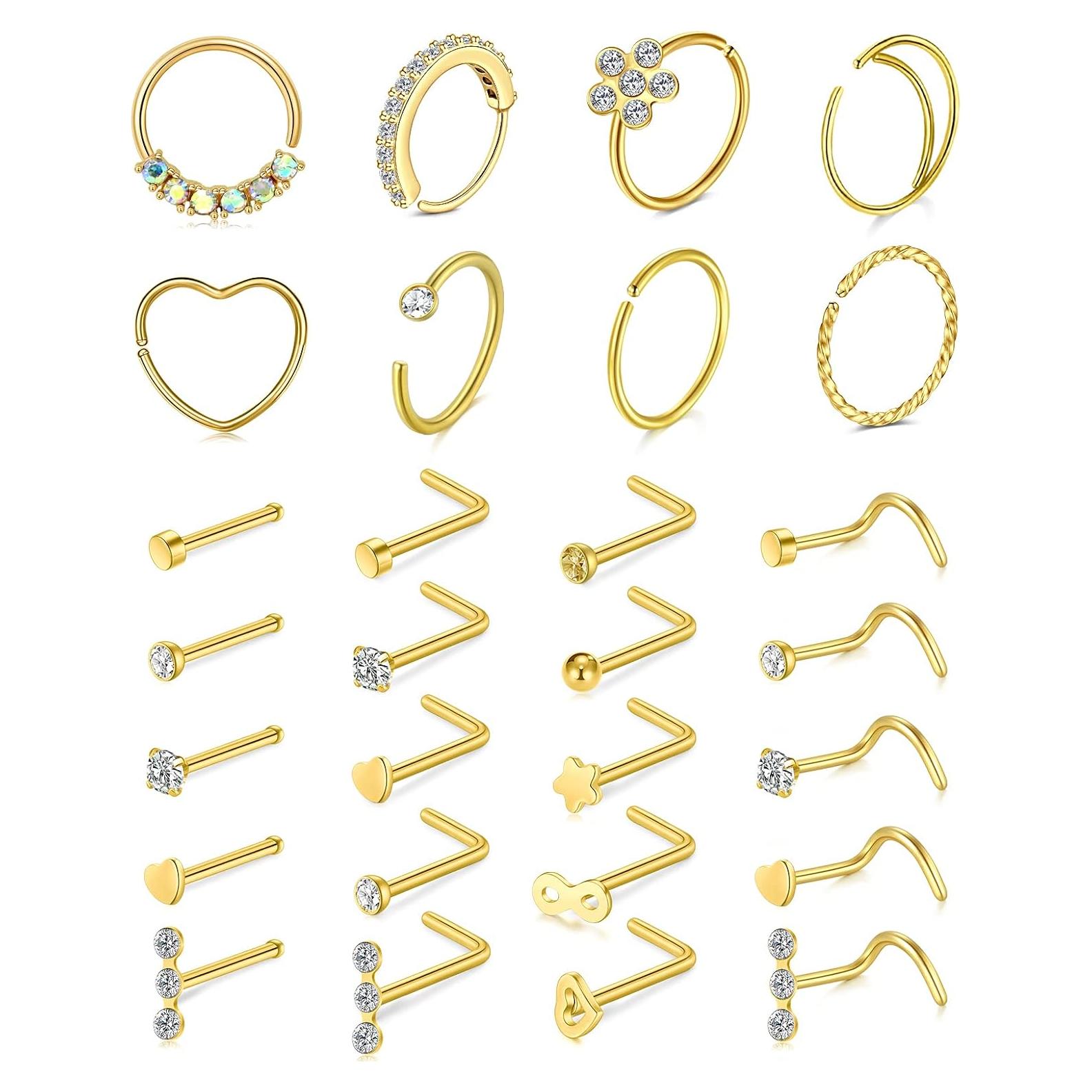 Aros y Studs para Nariz Mayhoop 20G Acero Inoxidable Hipoalergénico