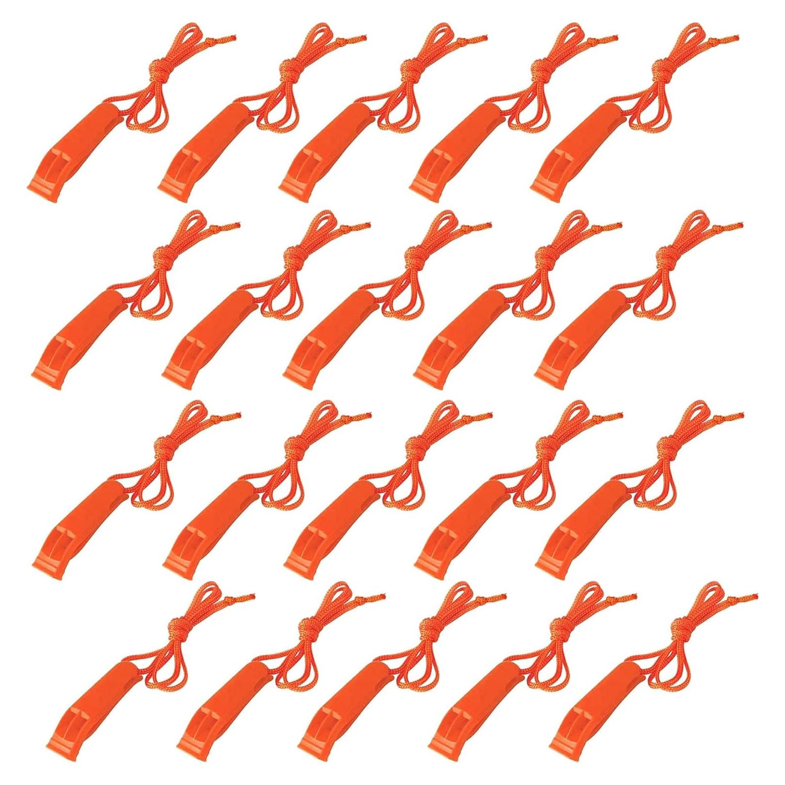 Juego de 20 Silbatos de Seguridad AUGSUN Naranja con Cordón