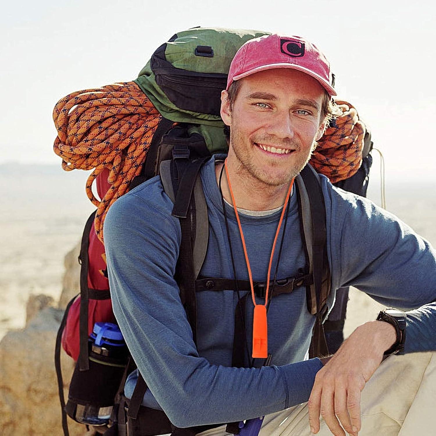 Juego de 20 Silbatos de Seguridad AUGSUN Naranja con Cordón