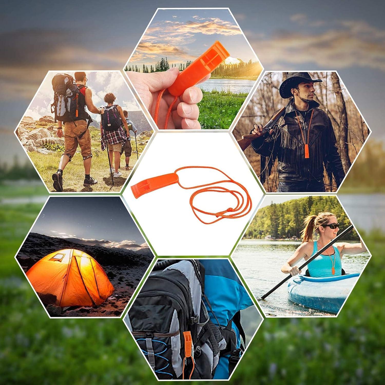 Juego de 20 Silbatos de Seguridad AUGSUN Naranja con Cordón