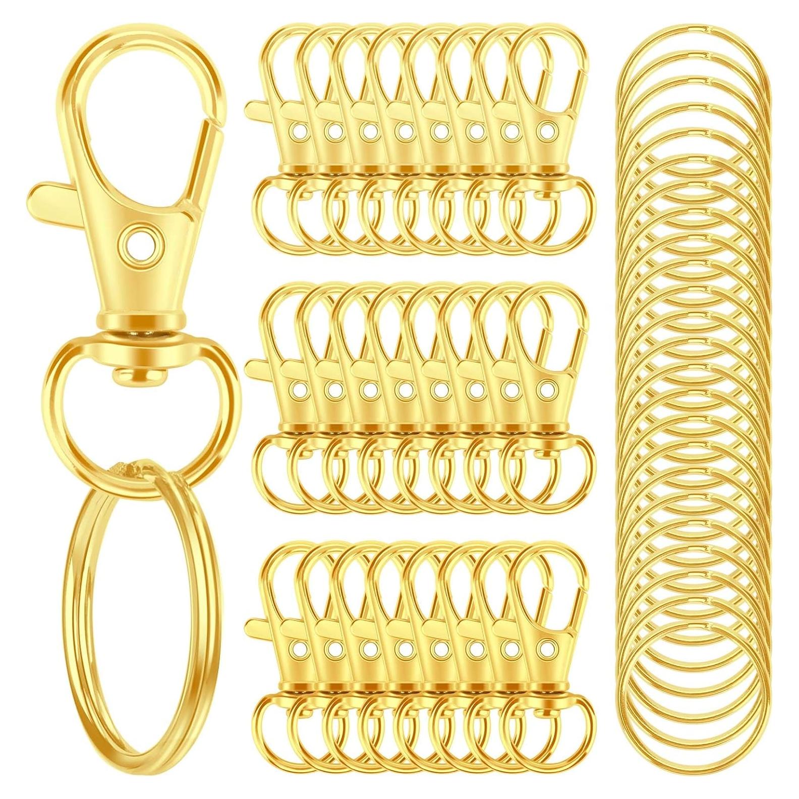 Kit 50PCS Cierres de Langosta Rysent Dorado para Llaveros