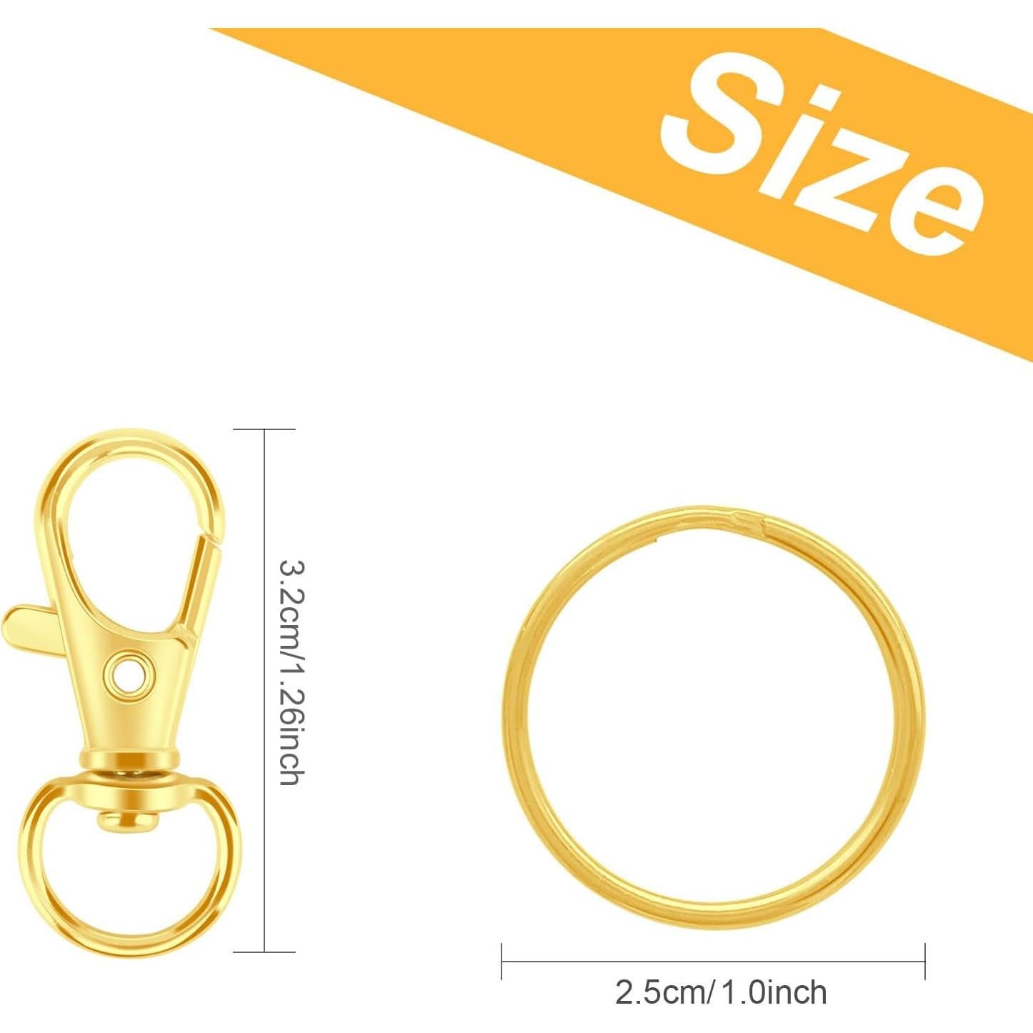 Kit 50PCS Cierres de Langosta Rysent Dorado para Llaveros
